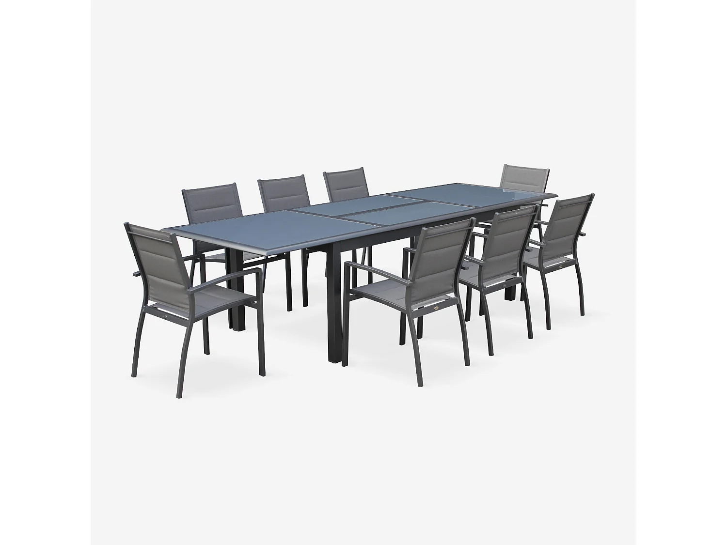 Set tavolo da giardino allungabile in alluminio con 8 sedie, antracite