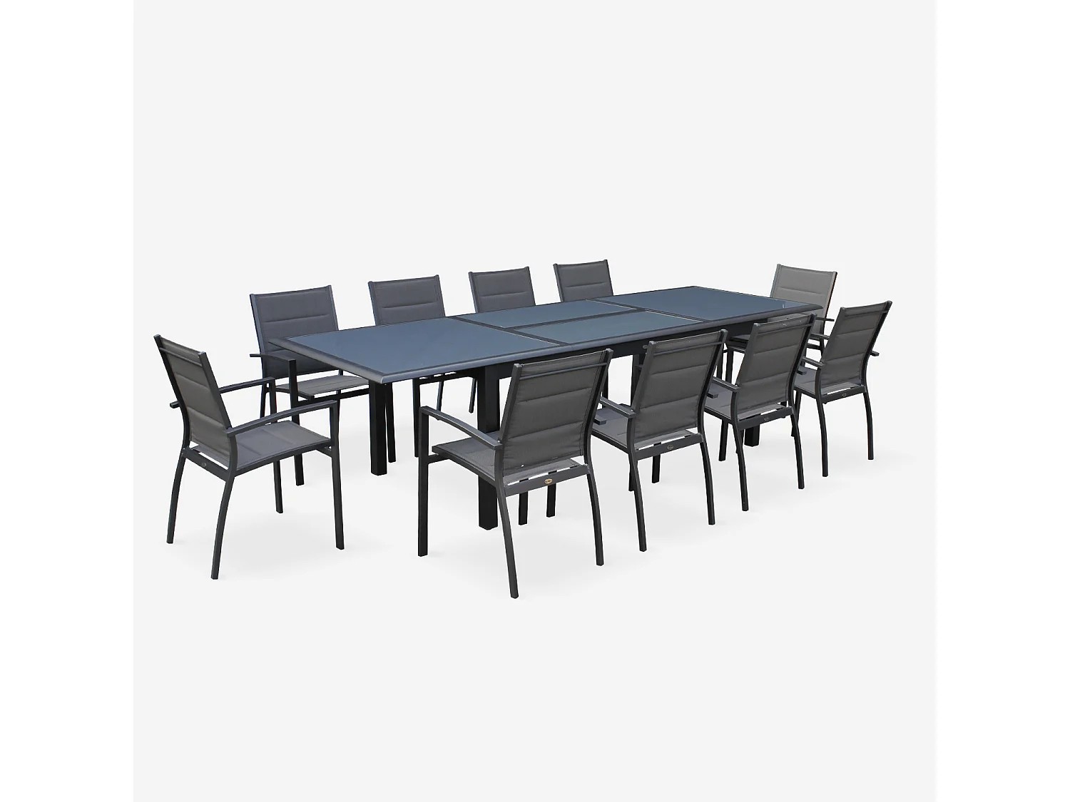 Set tavolo da giardino allungabile in alluminio con 8 sedie, antracite
