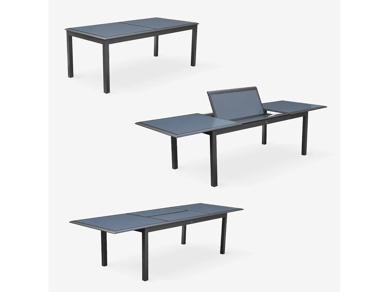Set tavolo da giardino allungabile in alluminio con 8 sedie, antracite