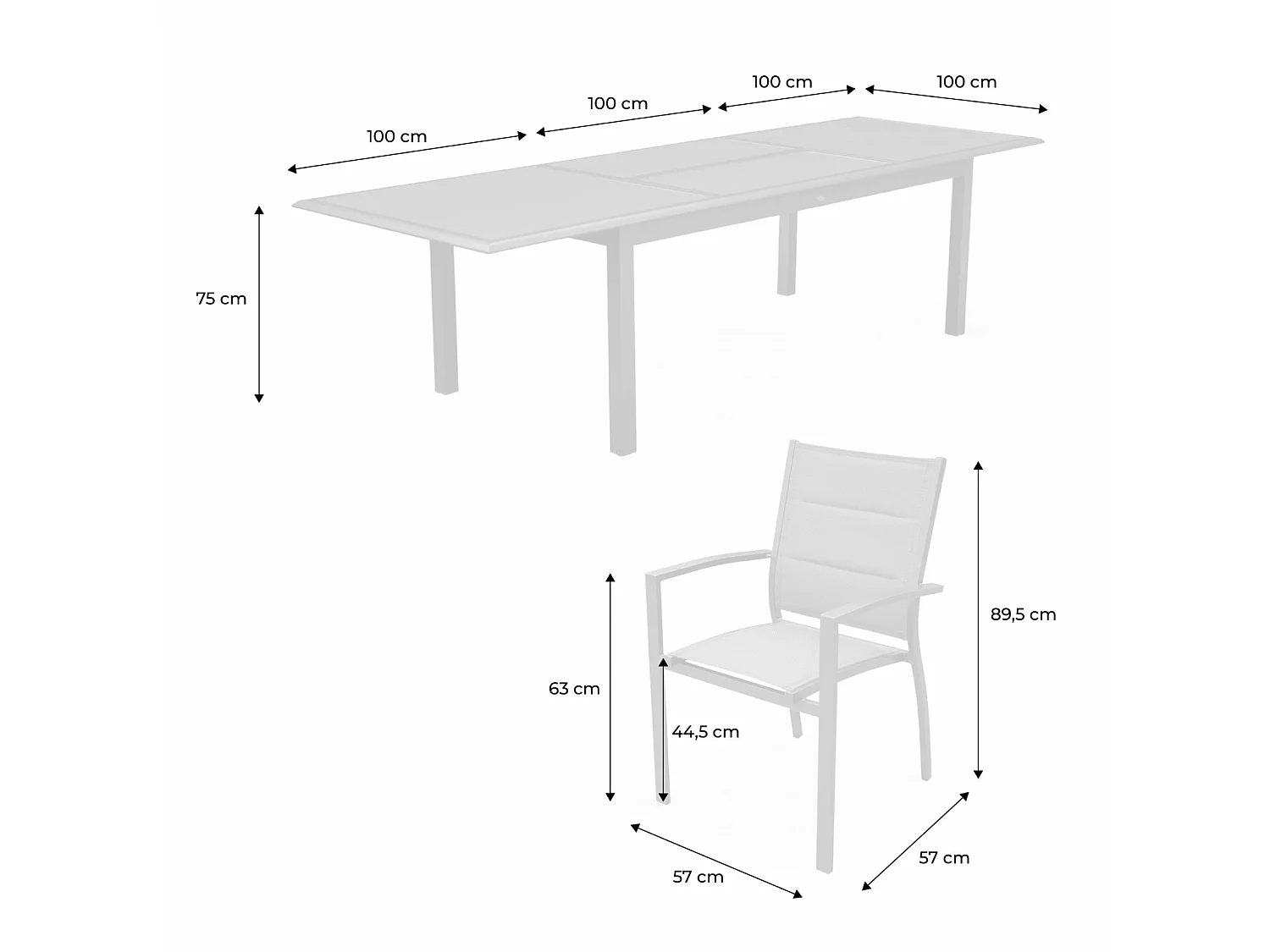 Set tavolo da giardino allungabile in alluminio con 8 sedie, antracite