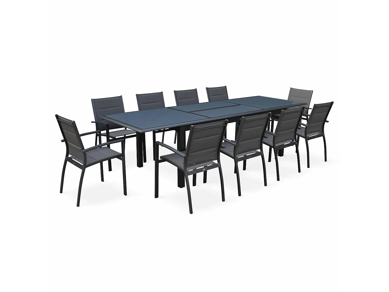 Set tavolo da giardino allungabile in alluminio con 8 sedie Antracite - 300x100x75 cm