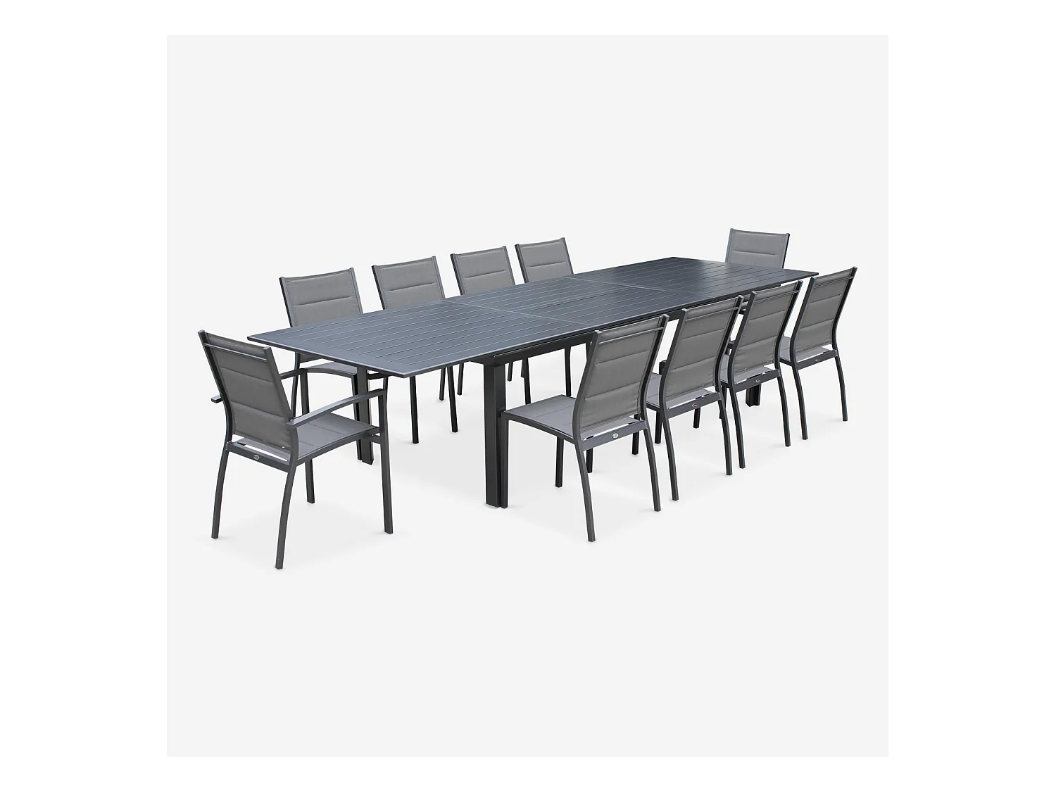 Mesa de jardín extensible de aluminio con 10 sillas antracita