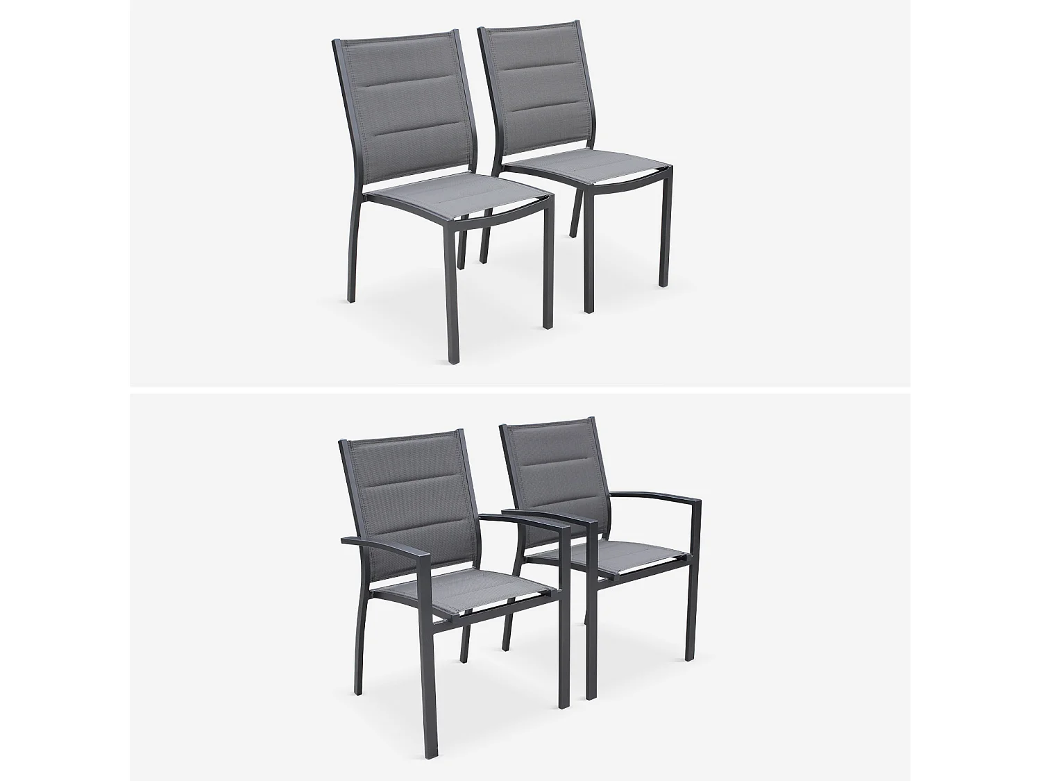 Table de jardin extensible aluminium + 10 assises - Odenton Anthracite - Grande table en aluminium 235/335cm avec rallonge et 10 assises en textilène