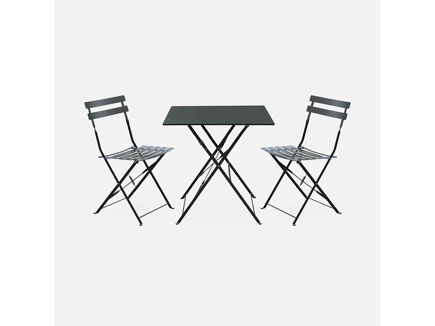 Set mesa de jardín bistró plegable de acero con 2 sillas, 70cm