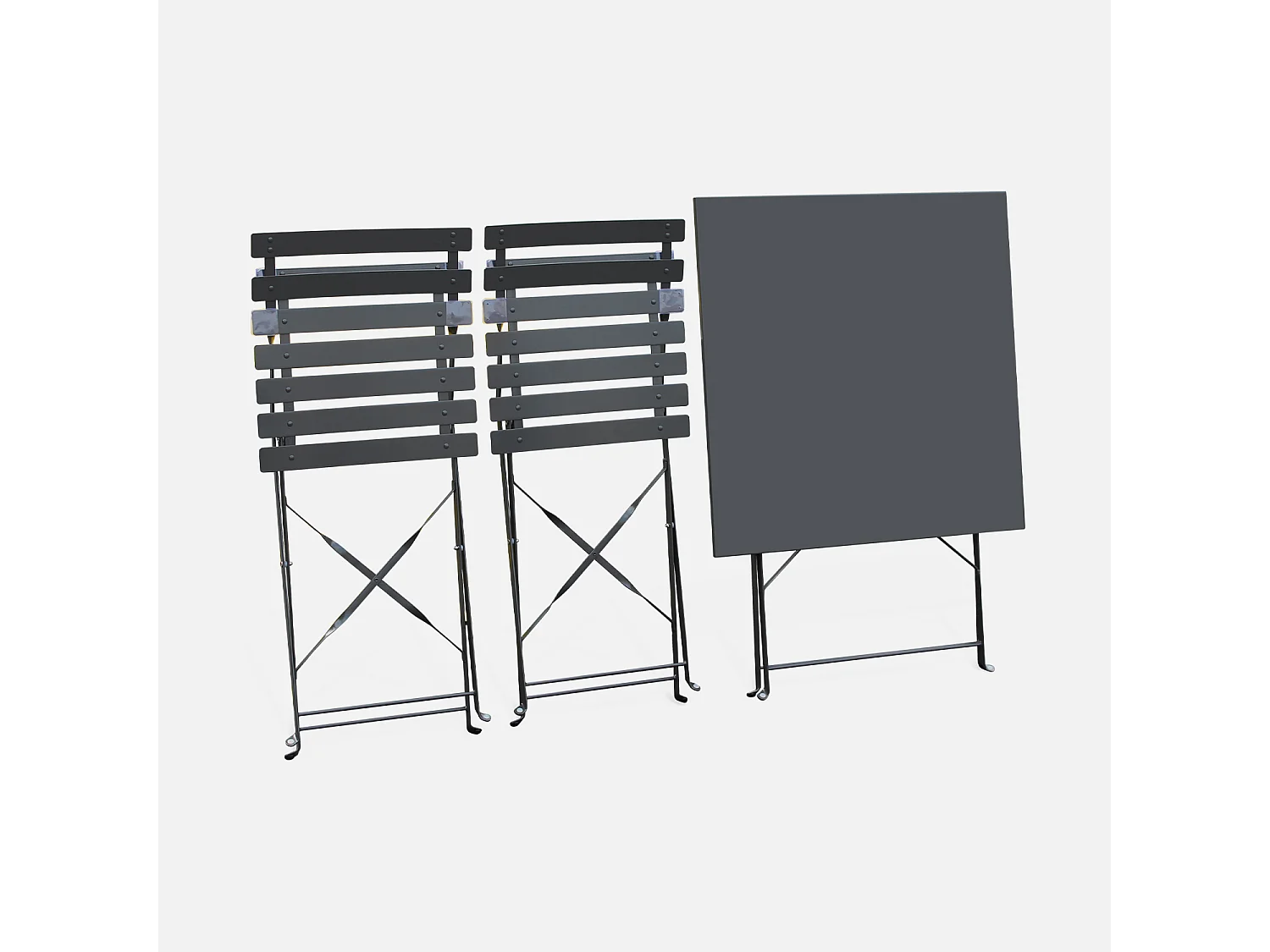 Set mesa de jardín bistró plegable de acero con 2 sillas, 70cm