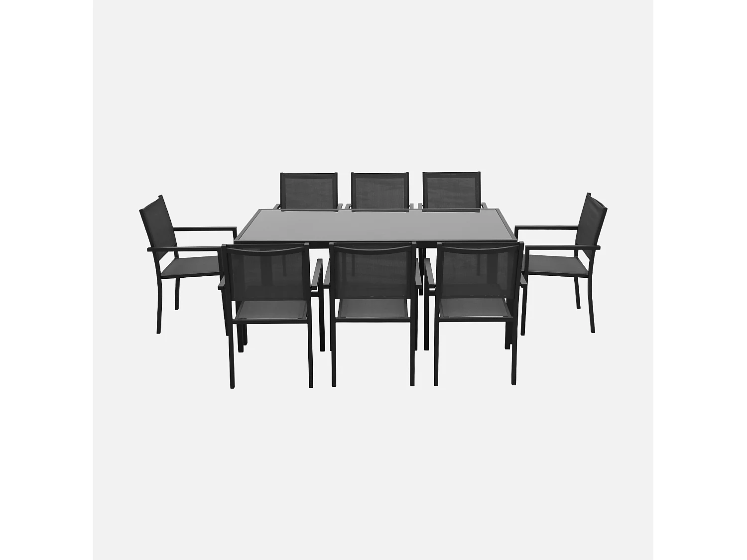Mesa de jardín de aluminio, 8 sillas de textileno antracita