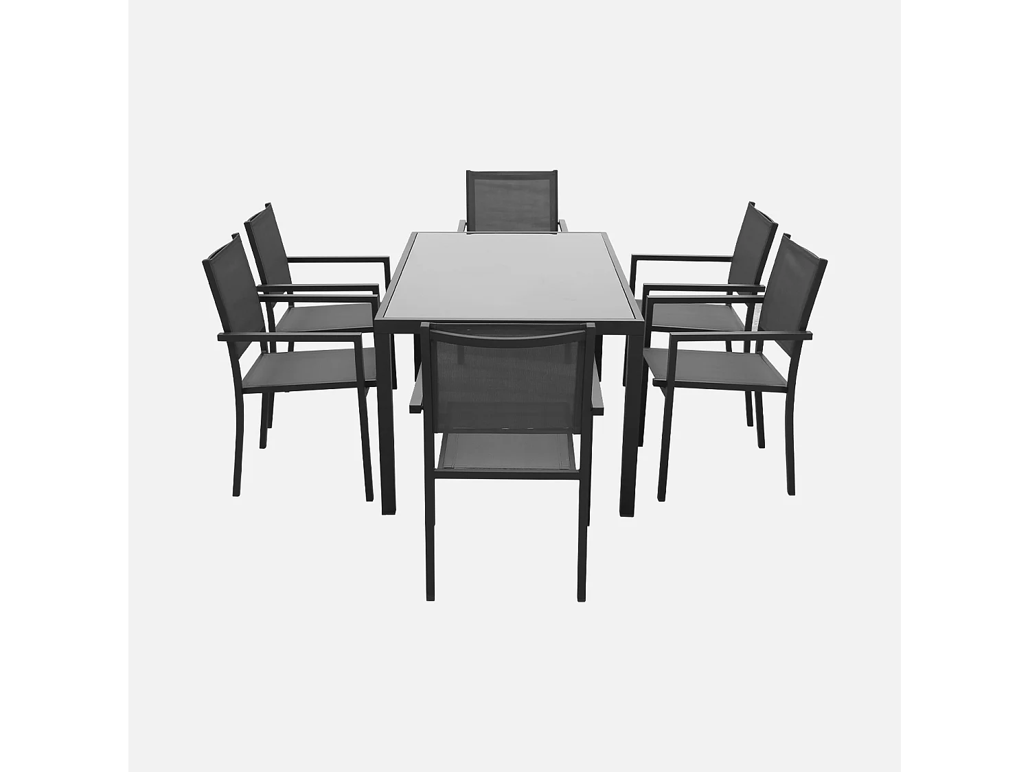 Mesa de jardín de aluminio, 8 sillas de textileno antracita