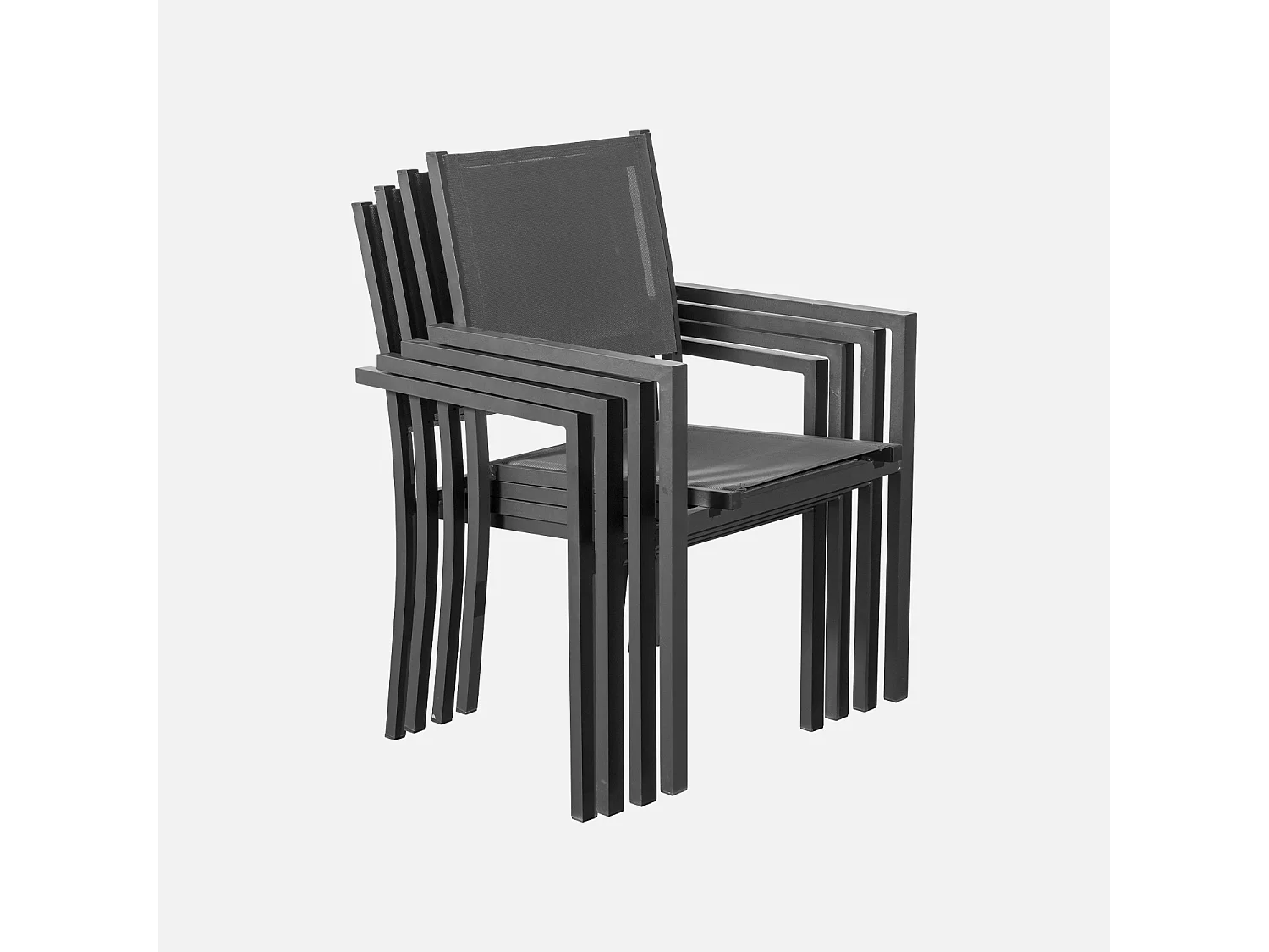 Mesa de jardín de aluminio, 8 sillas de textileno antracita