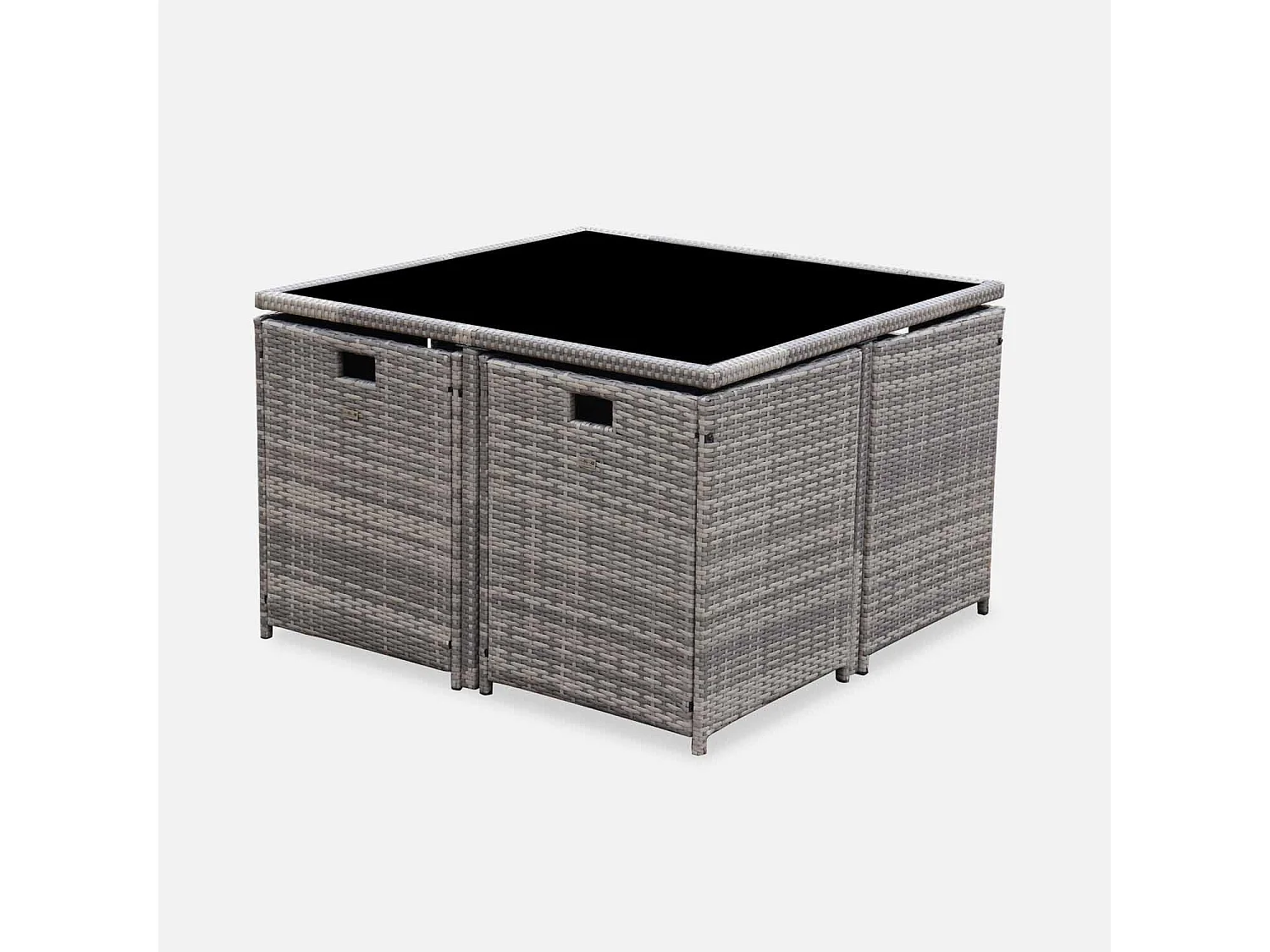 Conjunto mesa de jardín de resina, 8 plazas varios tonos de grises