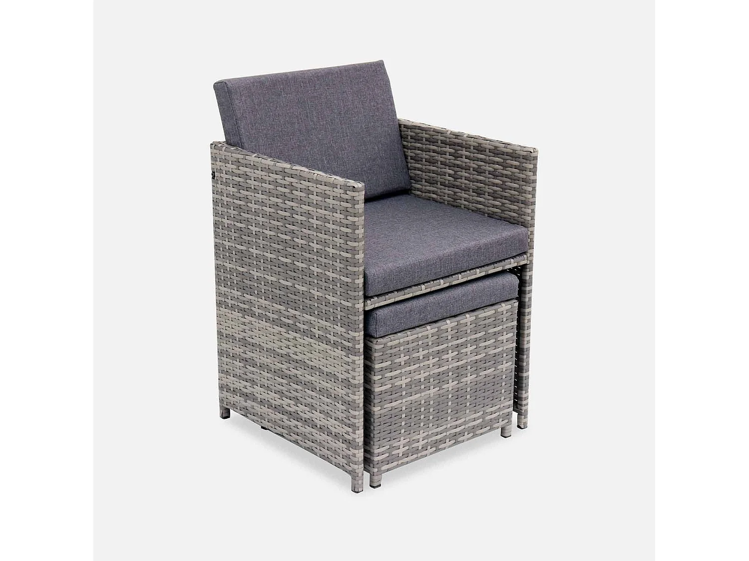 Conjunto mesa de jardín de resina, 8 plazas varios tonos de grises