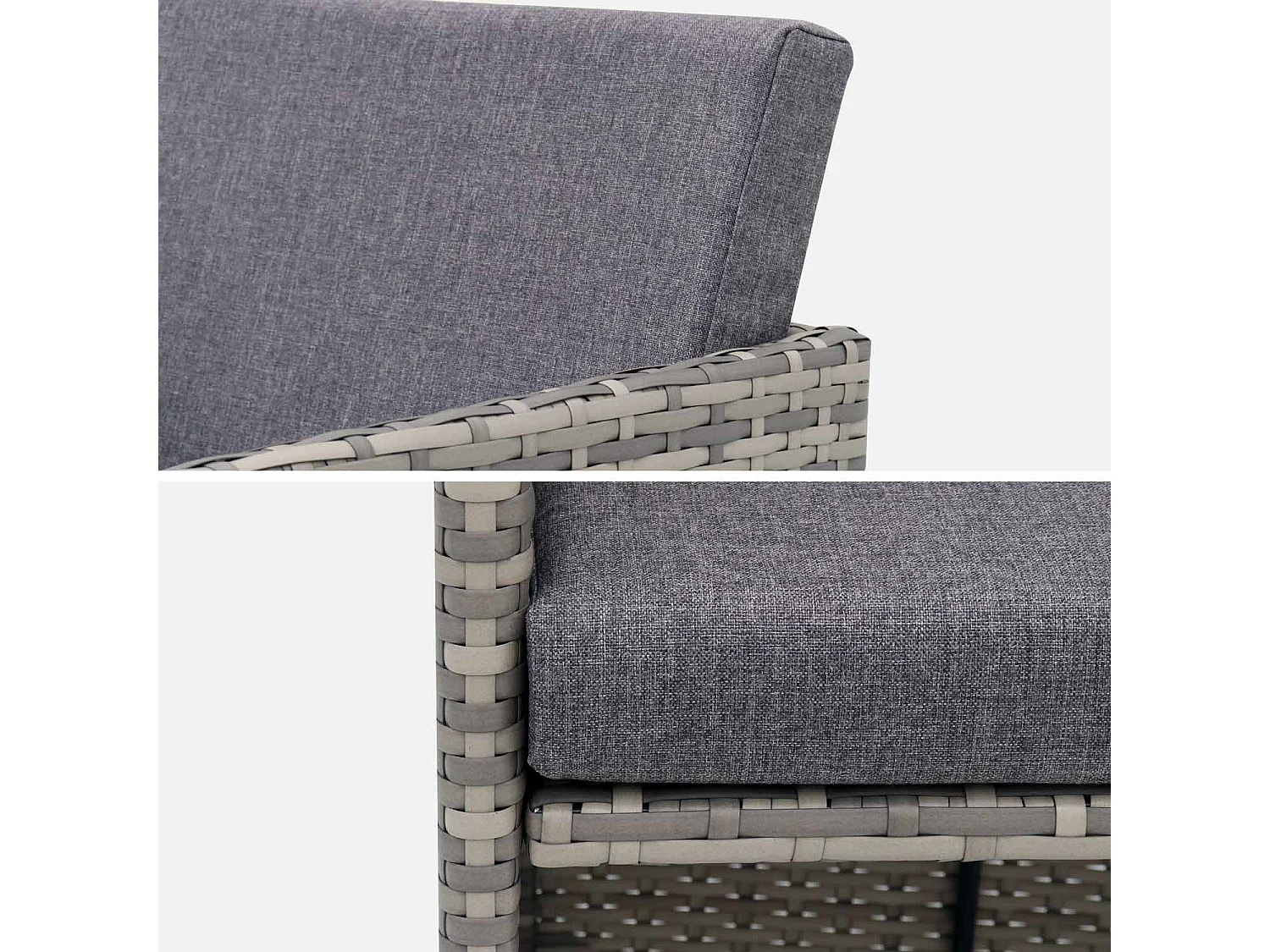Conjunto mesa de jardín de resina, 8 plazas varios tonos de grises