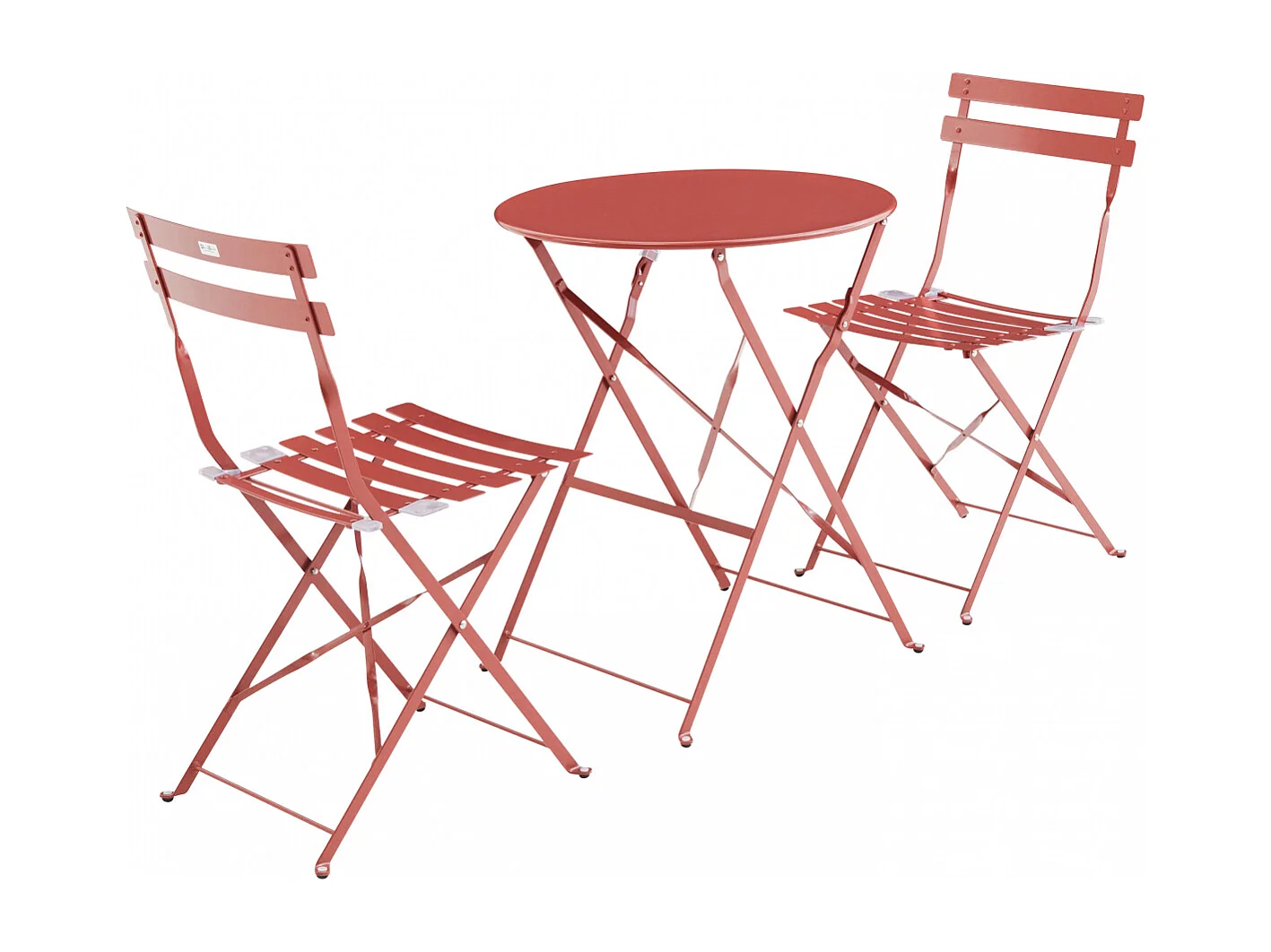 Set mesa de jardín bistró plegable de acero con 2 sillas,  ø60cm