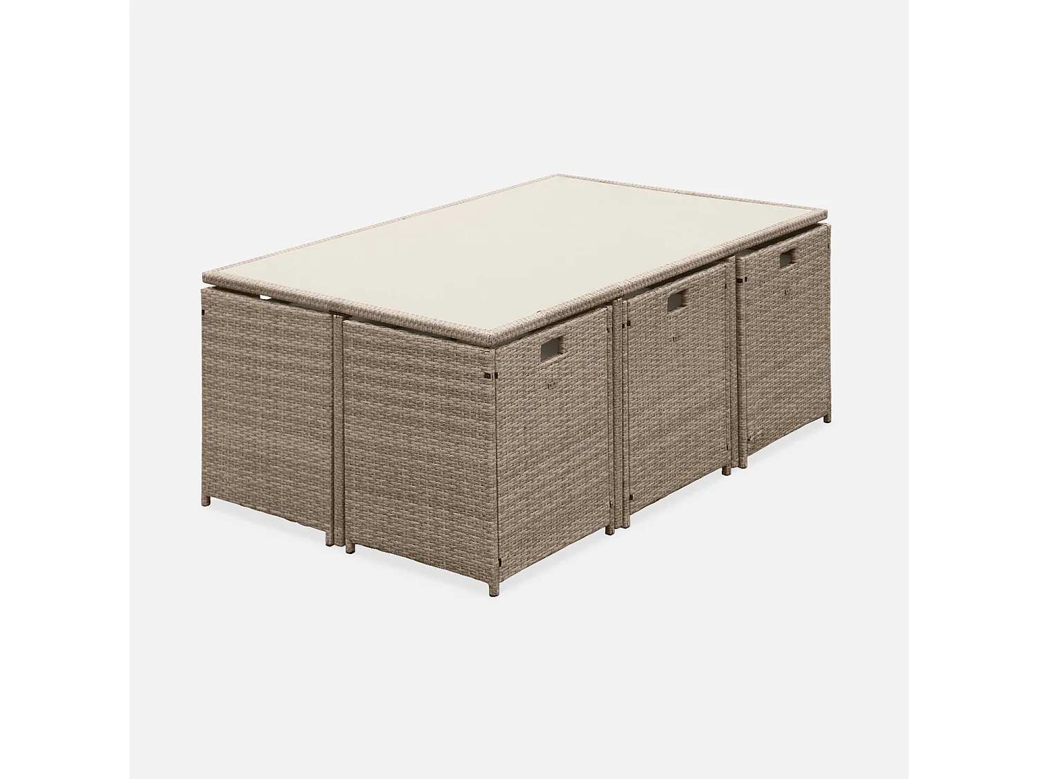 Set tavolo da giardino in resina intrecciata, 6-10 posti, beige