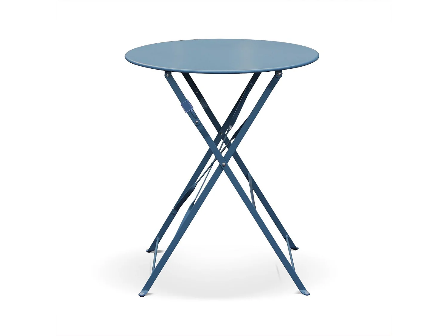 Set mesa de jardín bistró plegable de acero con 2 sillas,  ø60cm azul