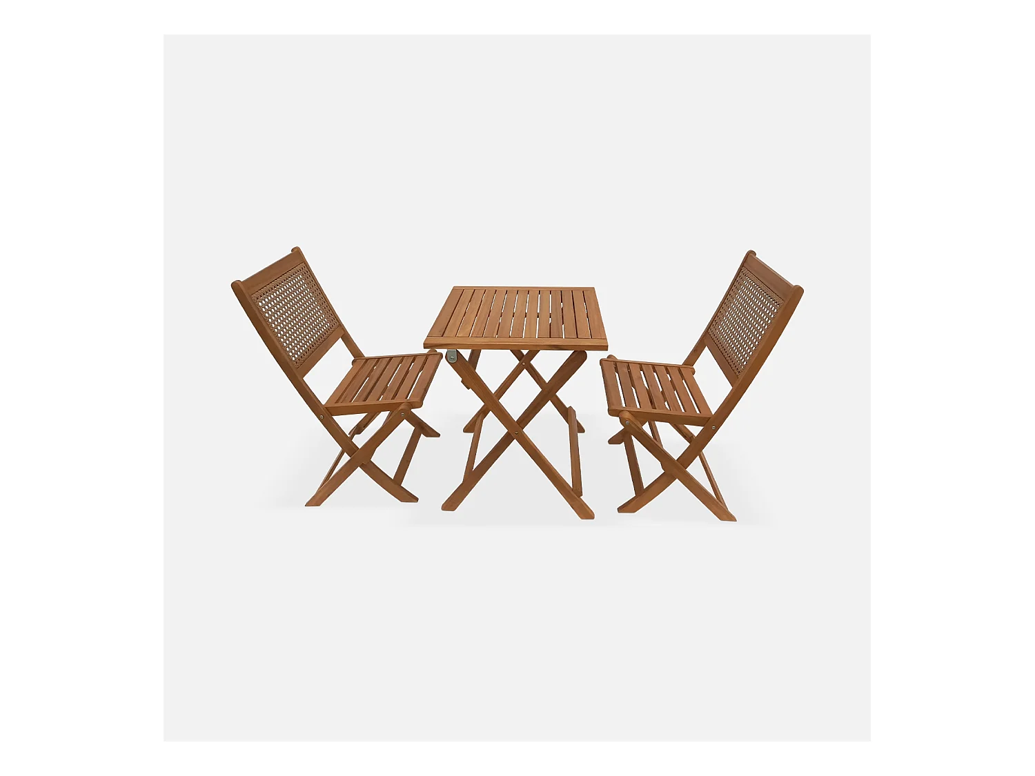 Set tavolo da giardino bistrot in legno con 2 sedie