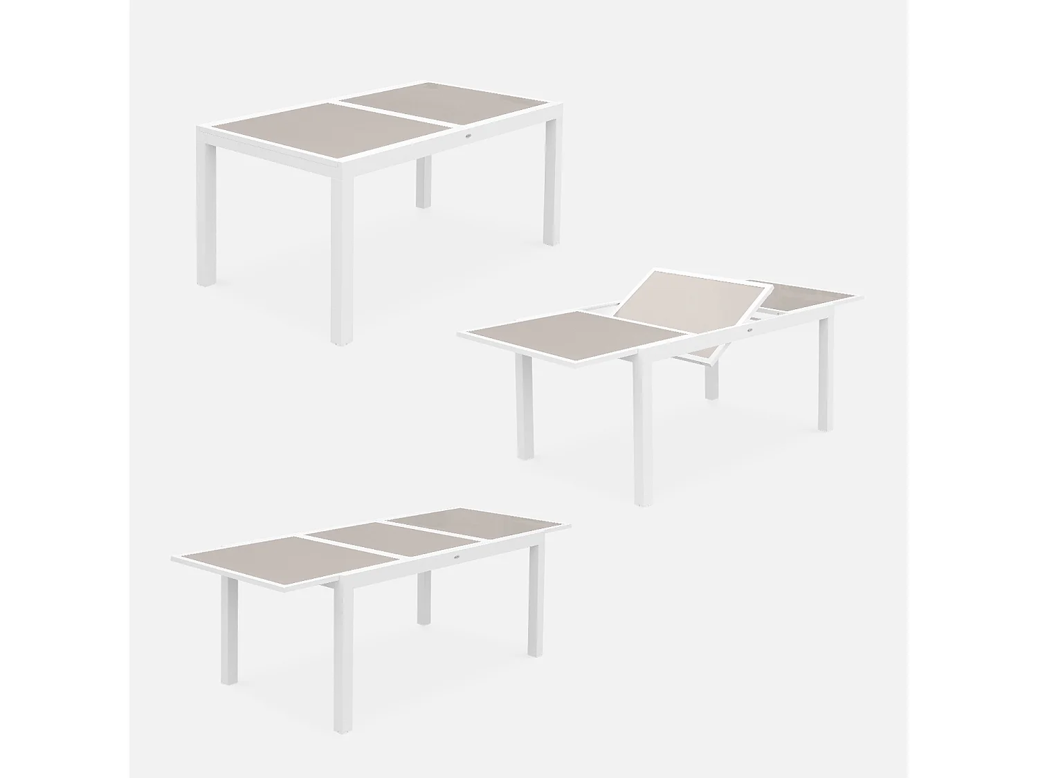 Set tavolo da giardino allungabile in alluminio, 6 posti, bianco
