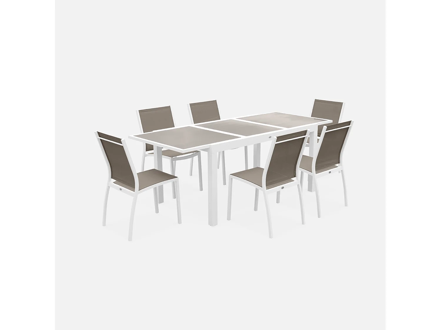 Set tavolo da giardino allungabile in alluminio, 6 posti, bianco