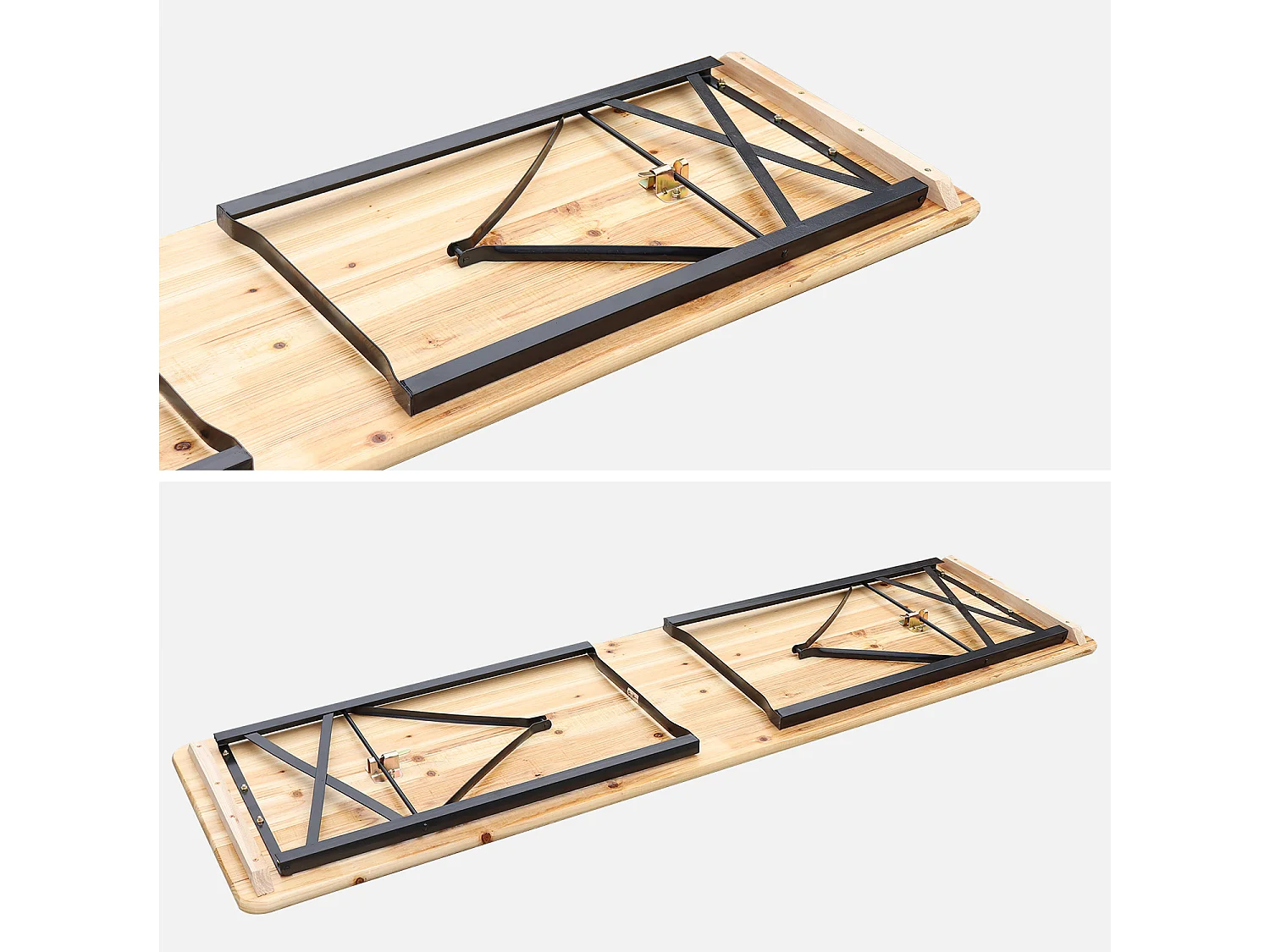 Set tavolo da giardino in legno 6 posti a sedere, marrone naturale