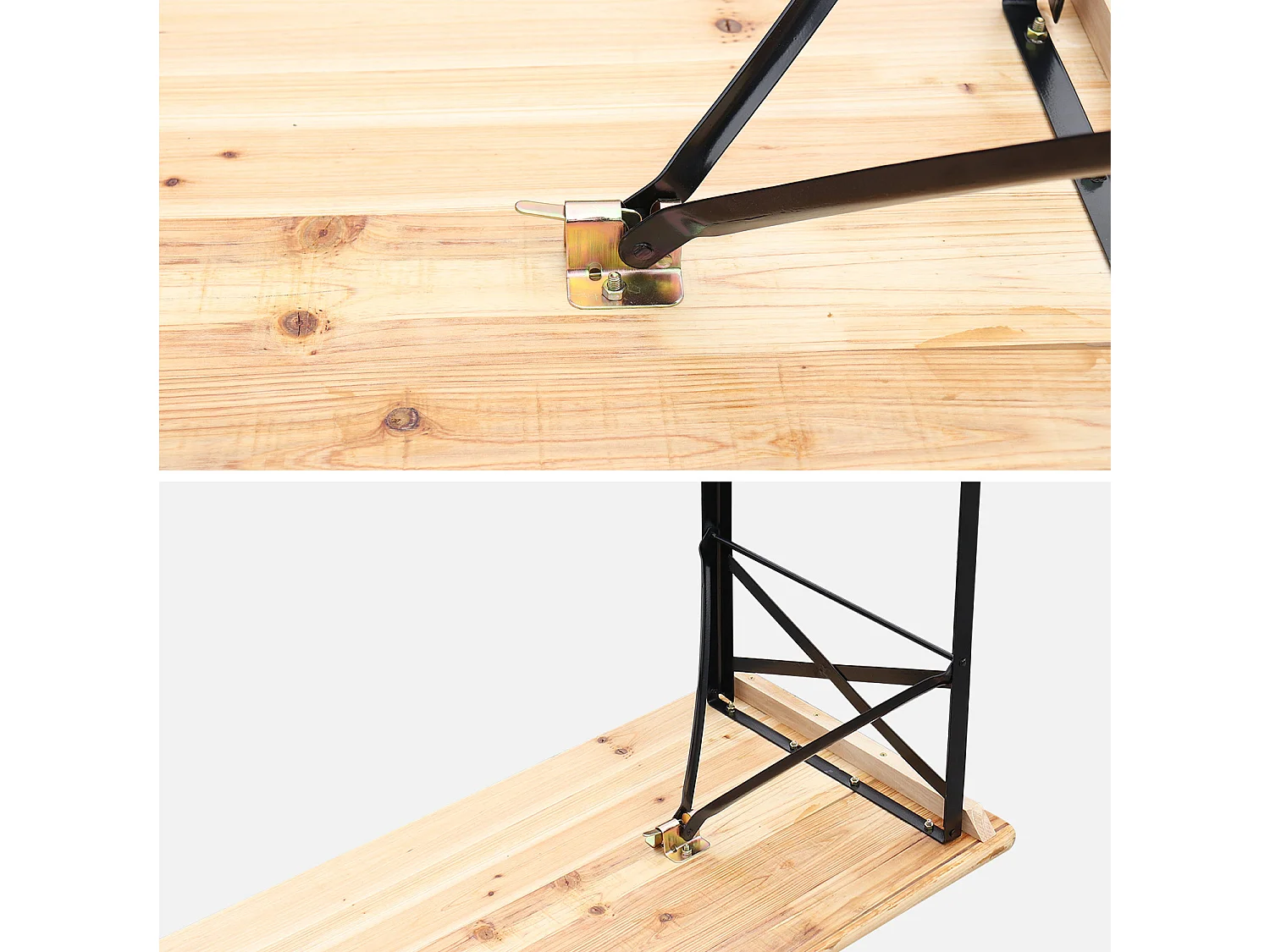 Set tavolo da giardino in legno 6 posti a sedere, marrone naturale