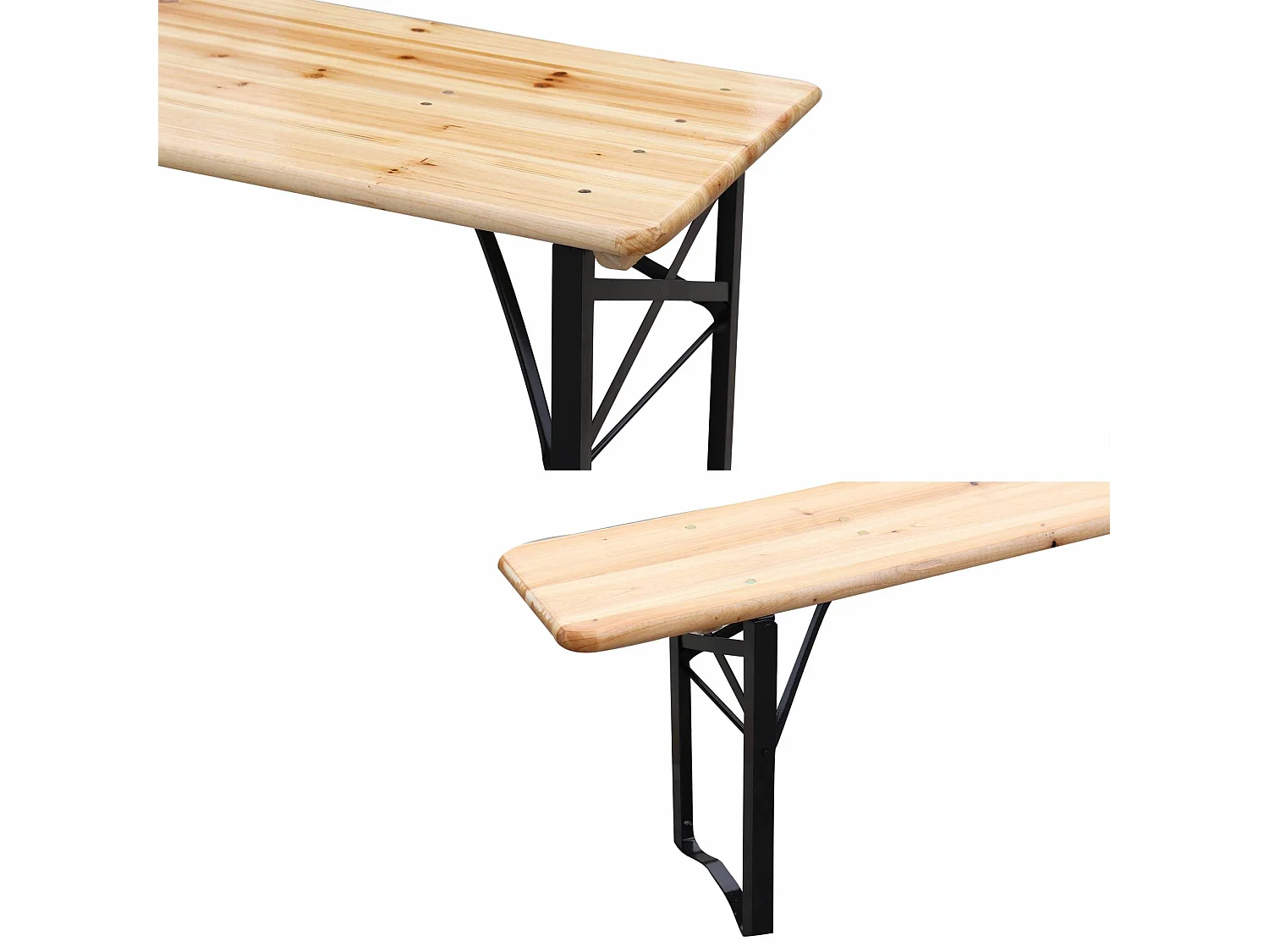 Set tavolo da giardino in legno 6 posti a sedere, marrone naturale