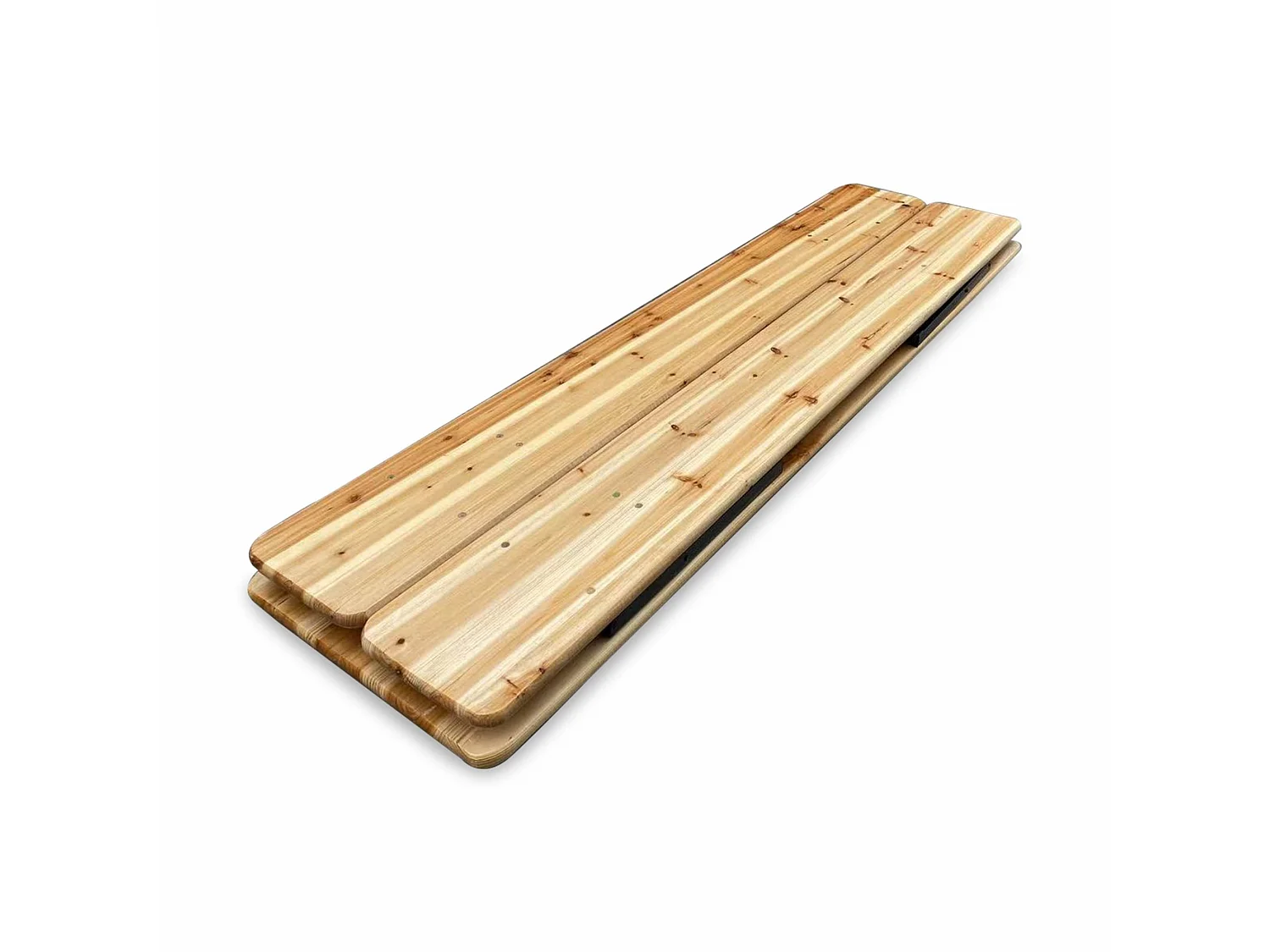 Set tavolo pieghevole per eventi con 2 panche in legno Marrone naturale - 177x49.5x75.5 cm