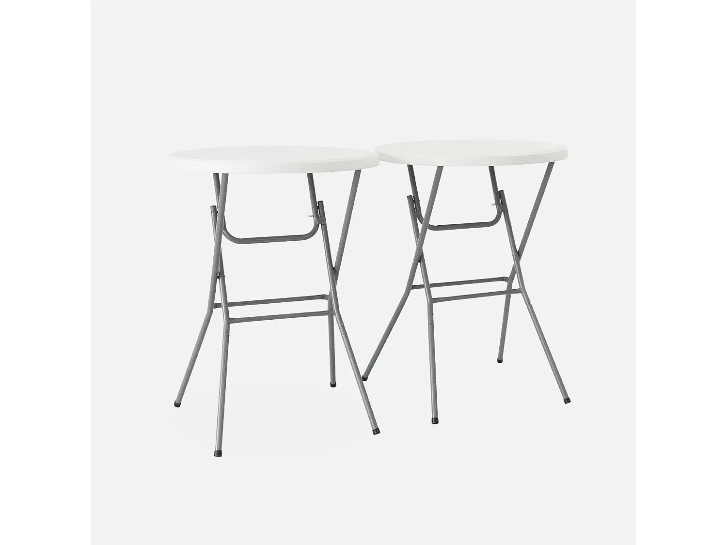 Set di 2 tavoli pieghevoli alti, bianco