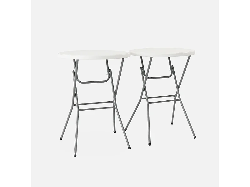 Lot de 2 tables hautes de réception – GALA – Mange debout. pliables. Ø80cm x 110cm