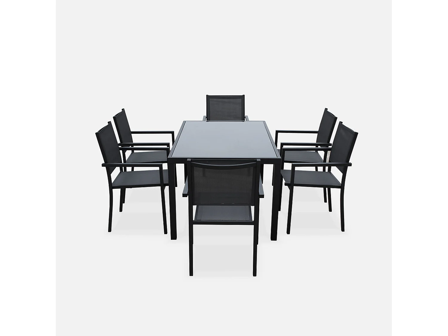 Set tavolo da giardino in alluminio e textilene con 6 sedie, antracite