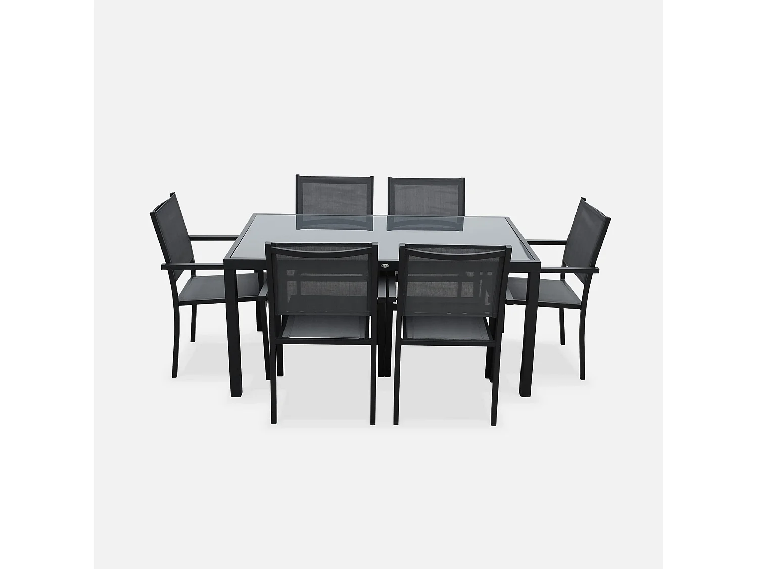 Set tavolo da giardino in alluminio e textilene con 6 sedie, antracite
