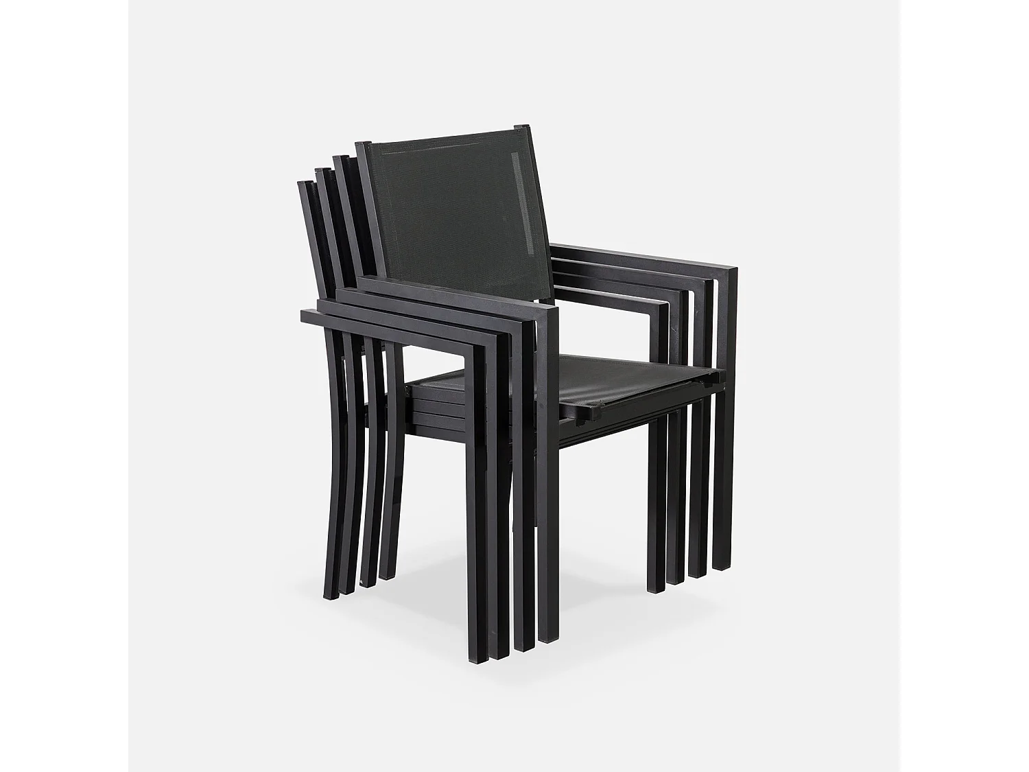 Set tavolo da giardino in alluminio e textilene con 6 sedie, antracite