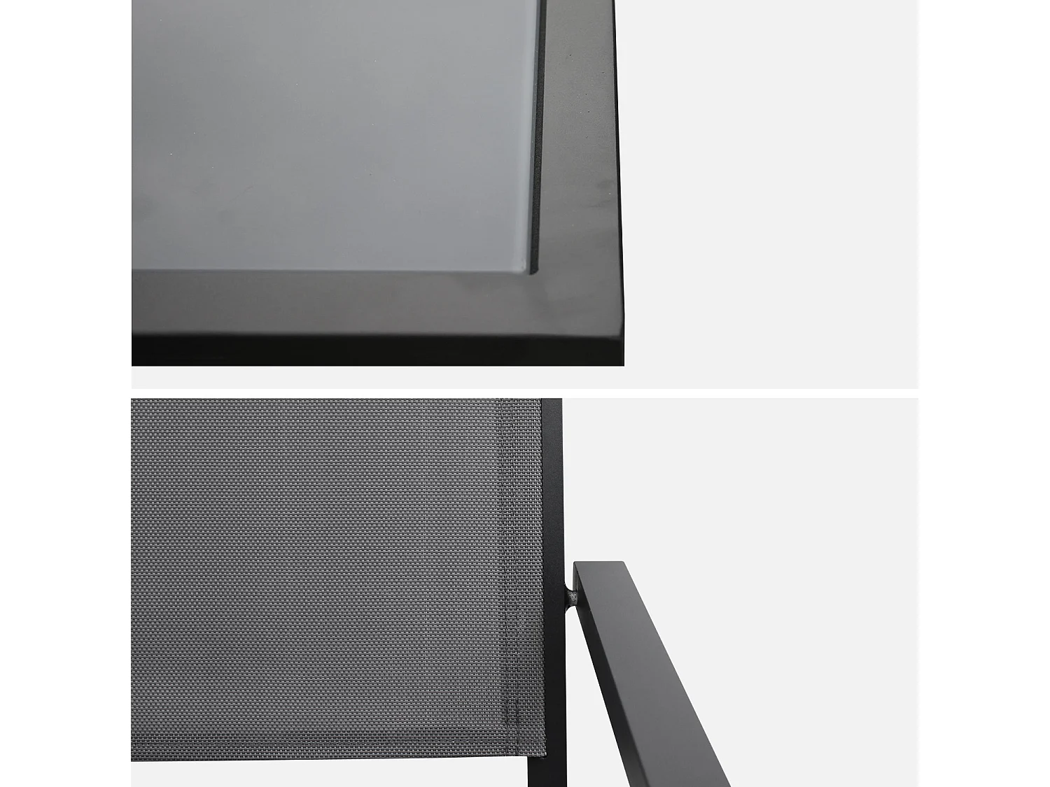 Set tavolo da giardino in alluminio e textilene con 6 sedie, antracite