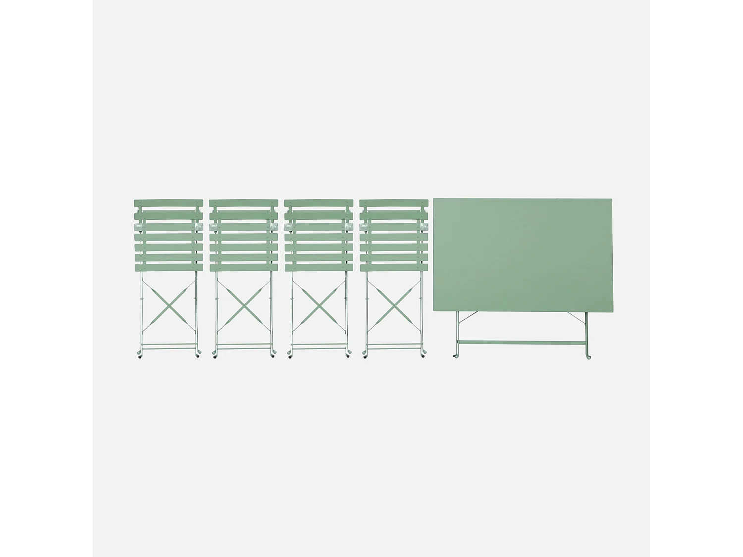 Tavolo da giardino bistrot pieghevole in metallo con 4 sedie, 110cm,