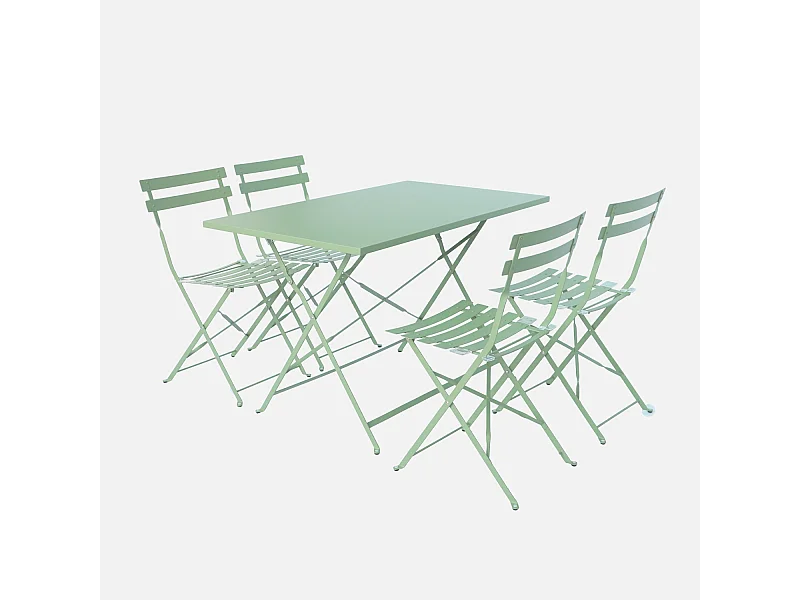 Tavolo da giardino bistrot pieghevole in metallo con 4 sedie, 110cm,