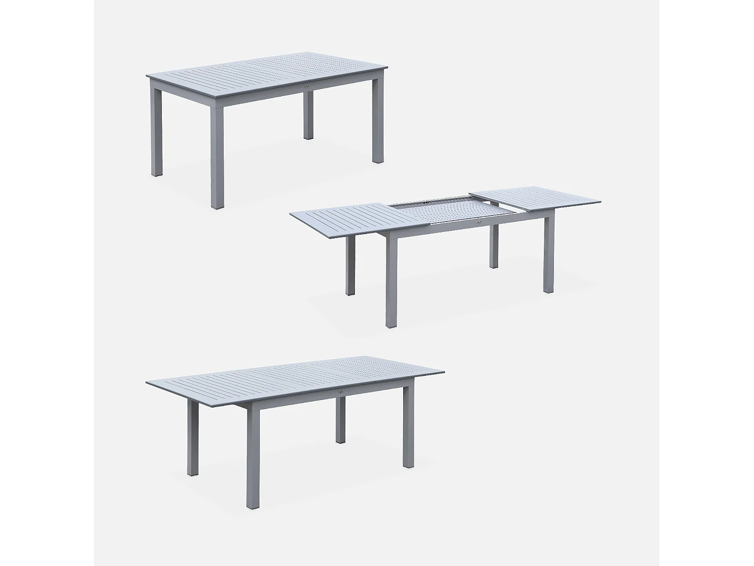 Set tavolo da giardino allungabile in alluminio, 6 posti, grigio