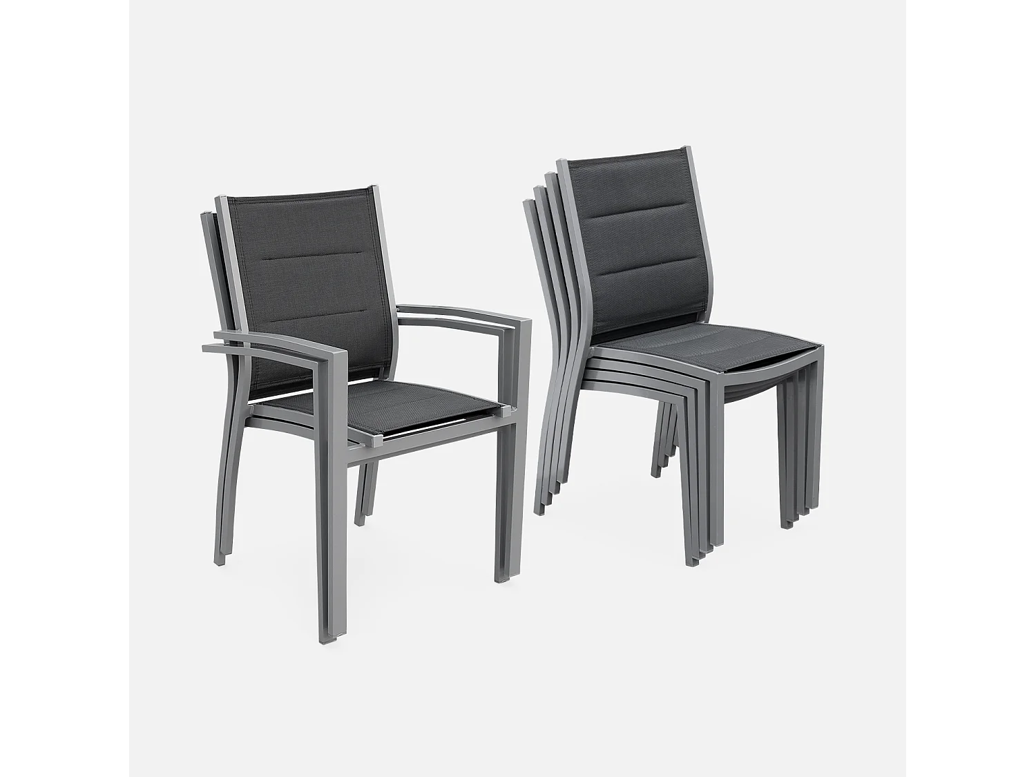 Set tavolo da giardino allungabile in alluminio con 6 sedie Grigio - 210x89x75 cm