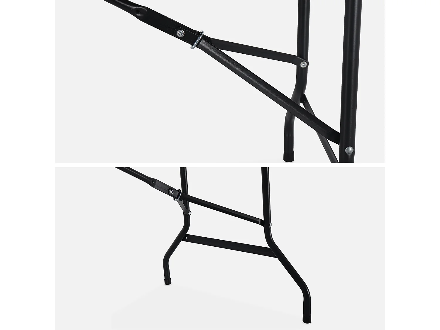 Lot de 2 tables de réception. pliables 180cm. grise foncé. table pliante avec poignée de transport. table de camping