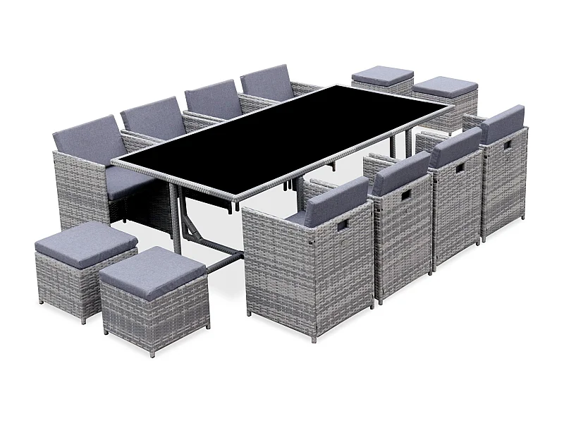 Mesa de jardín de resina con capacidad de 12 plazas varios tonos de