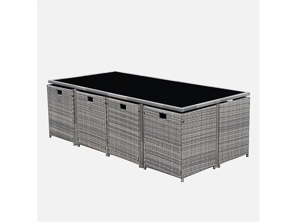 Mesa de jardín de resina con capacidad de 12 plazas varios tonos de