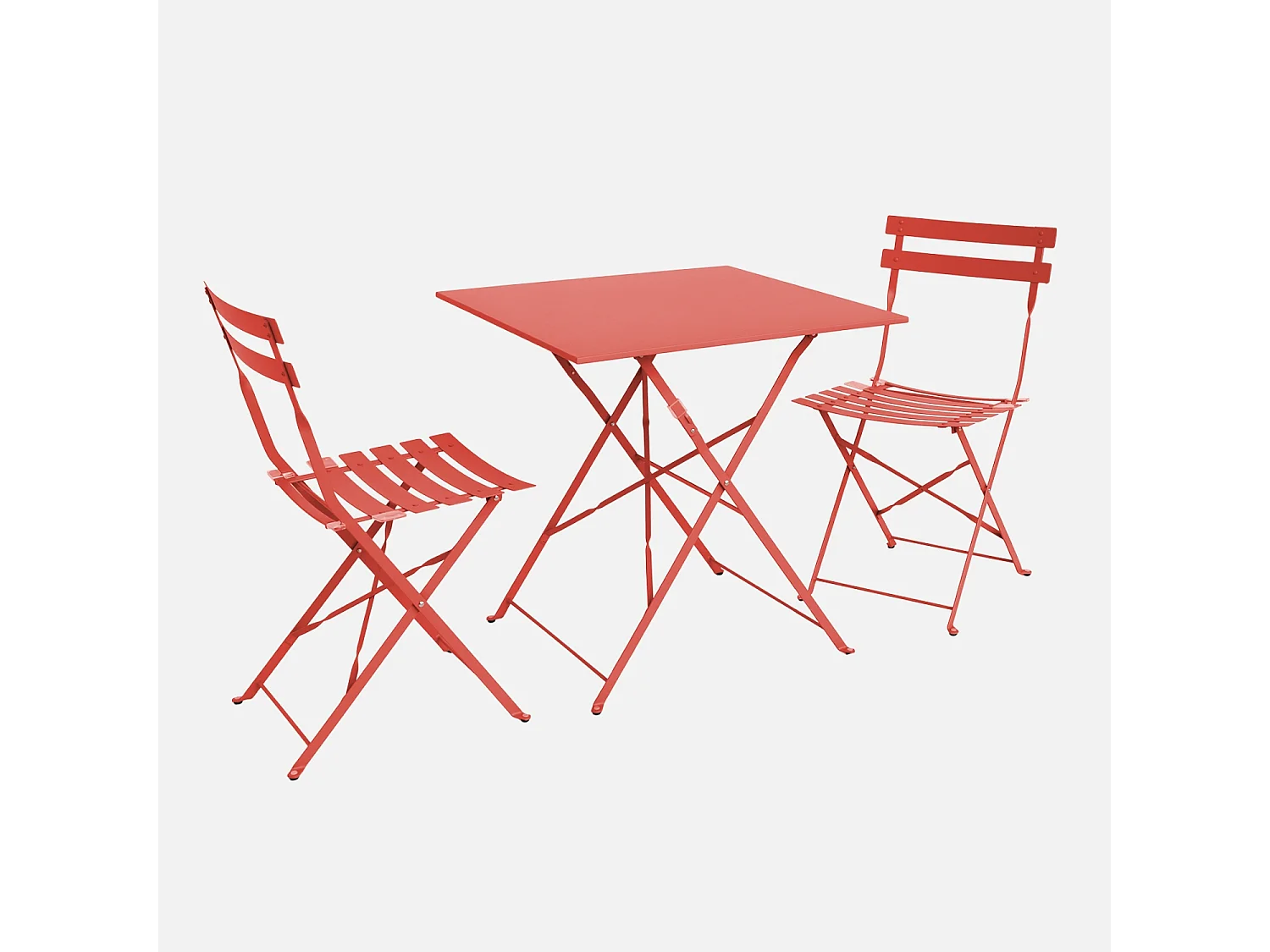 Set tavolo da giardino pieghevole in acciaio con 2 sedie, 70cm,