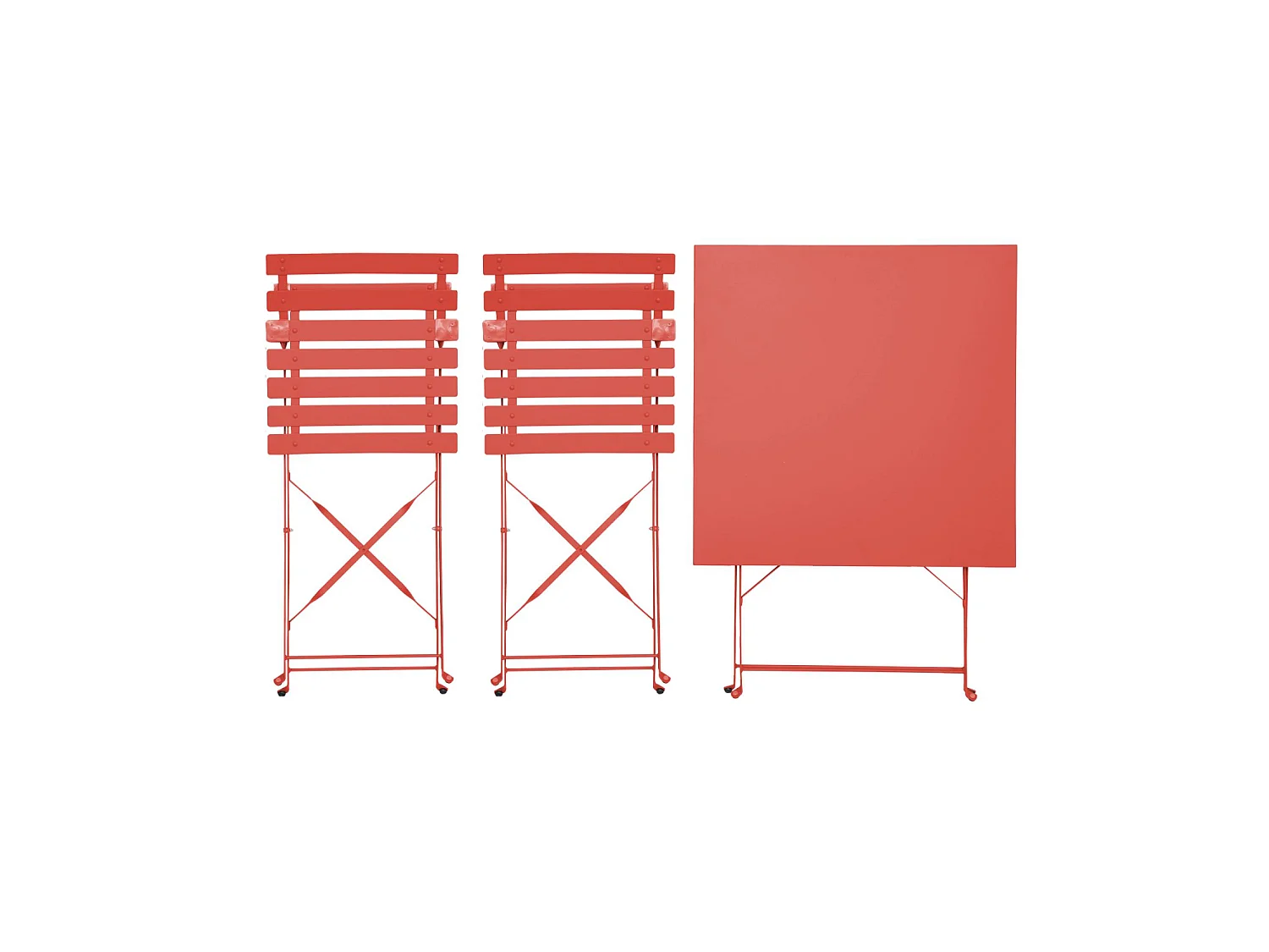 Set mesa de jardín bistró plegable de acero con 2 sillas, 70cm