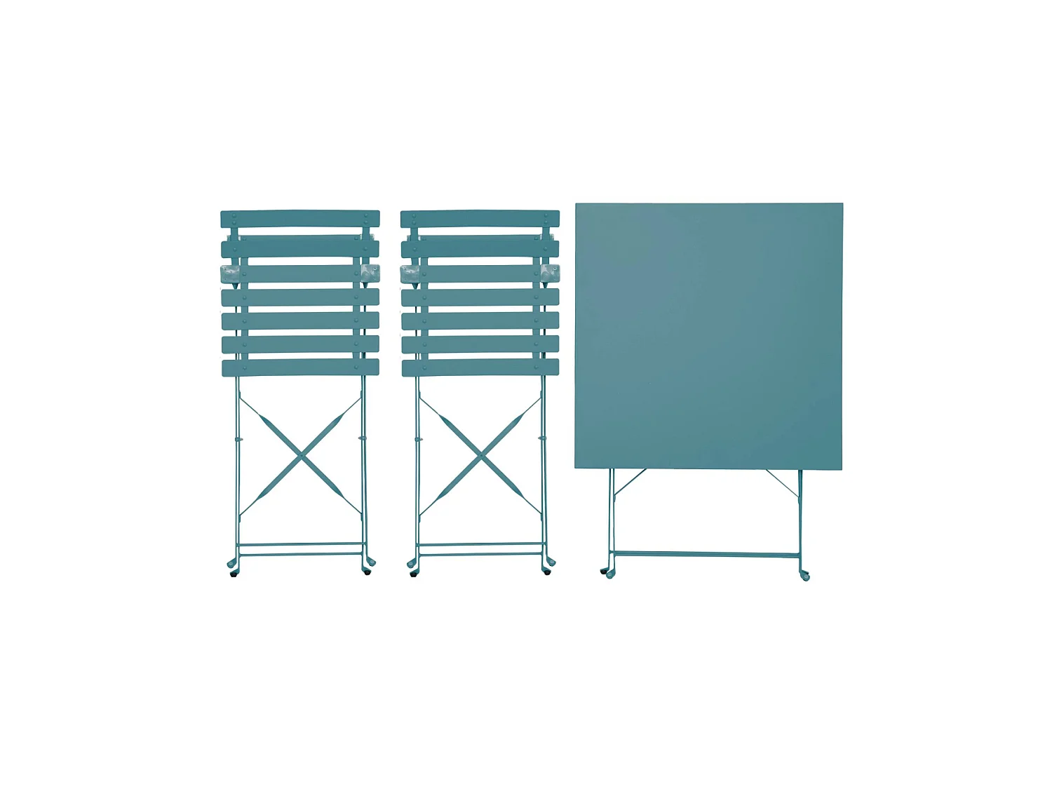 Set tavolo da giardino pieghevole in acciaio con 2 sedie, 70cm Blu - 70x70x71 cm