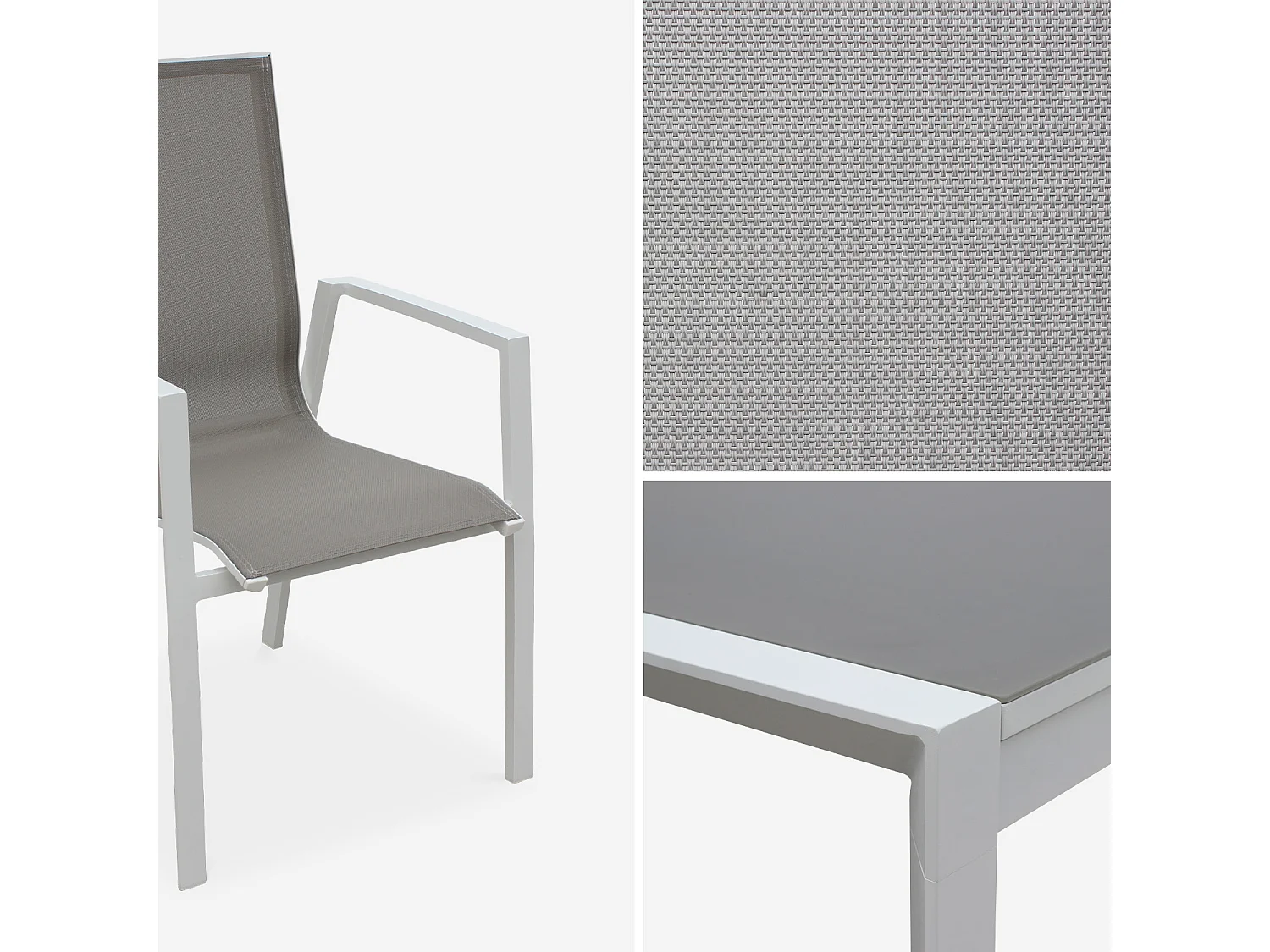 Set tavolo da giardino allungabile in alluminio, 8 sedie, bianco