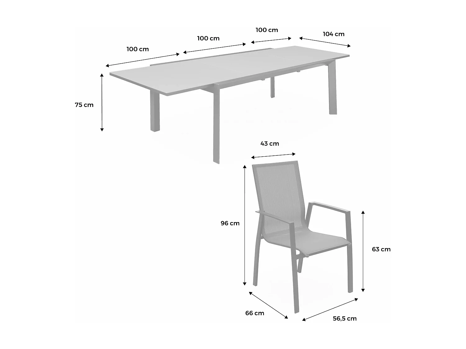 Set tavolo da giardino allungabile in alluminio, 8 sedie, bianco