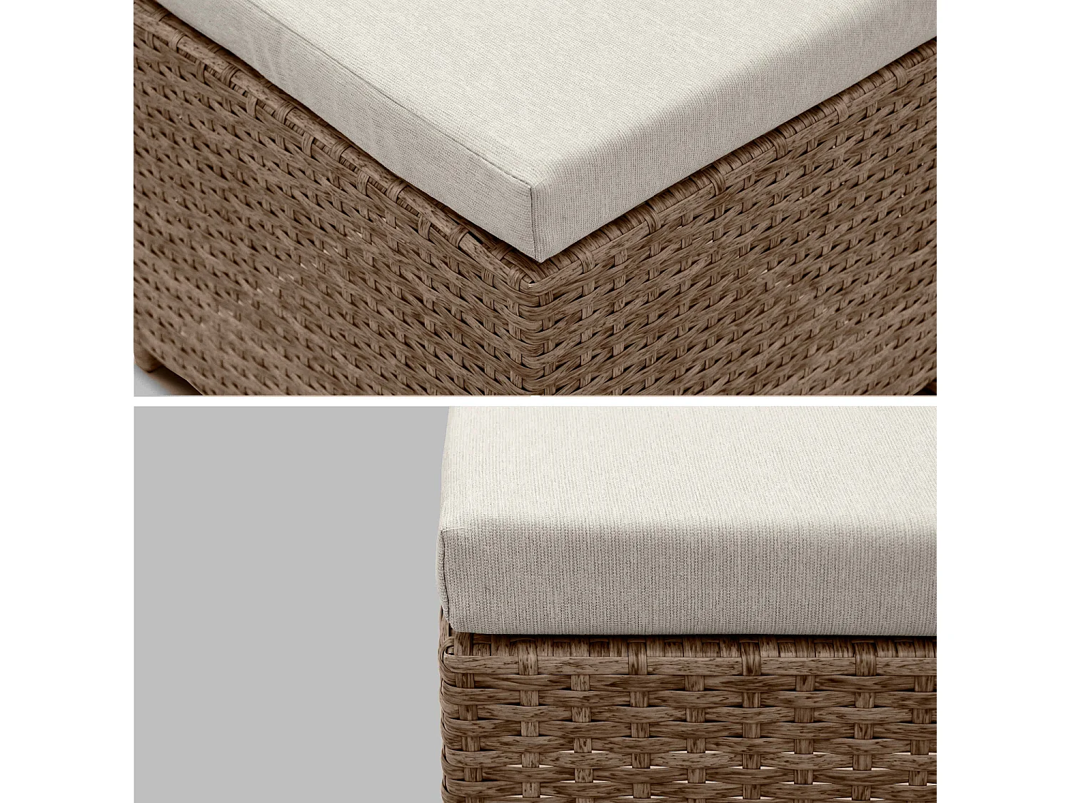 Salon de jardin 8-12 places – Vabo – Coloris Beige. Coussins Beige. table encastrable