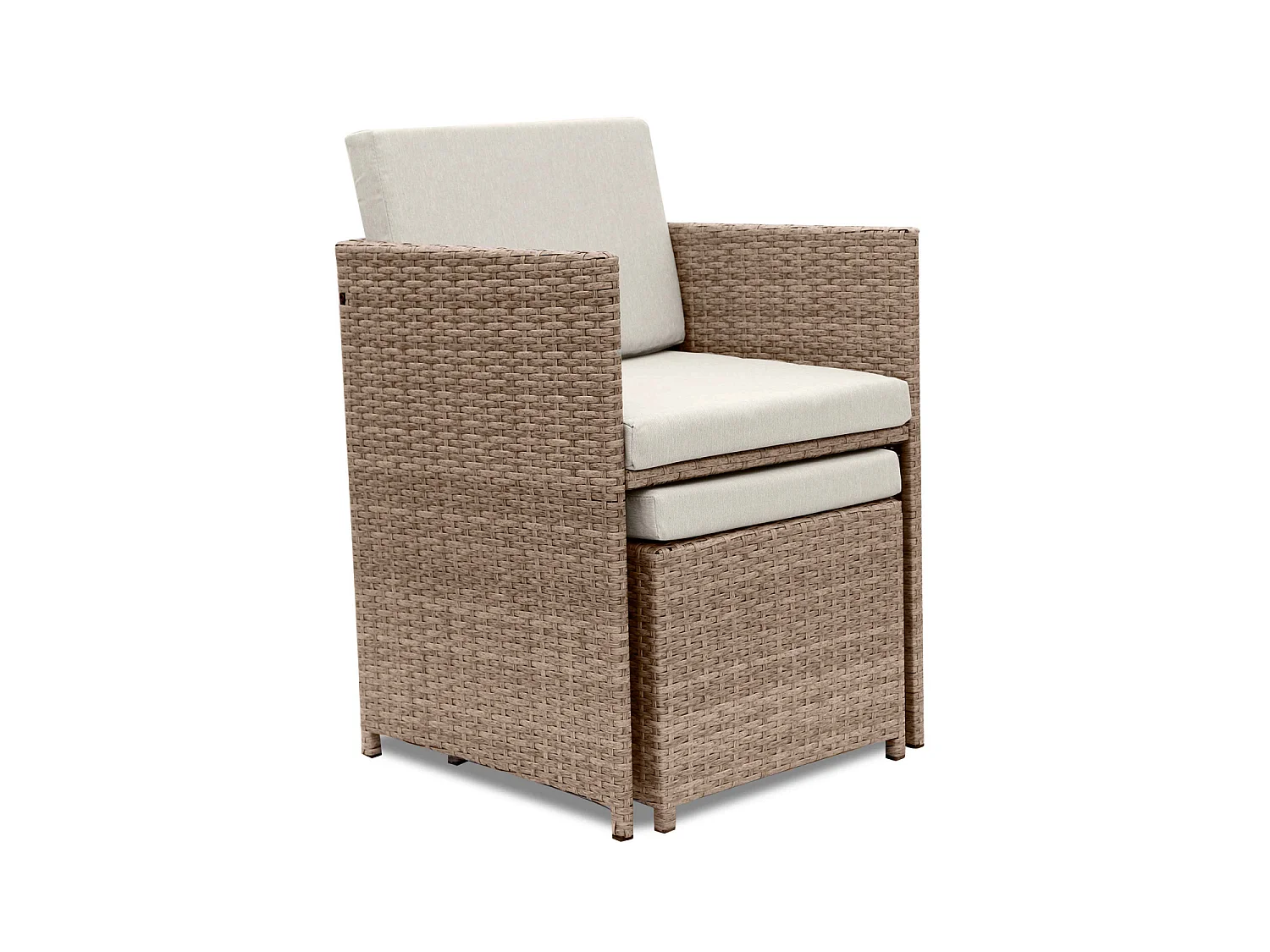 Set tavolo da giardino in resina intrecciata con 8-12 poltrone, beige