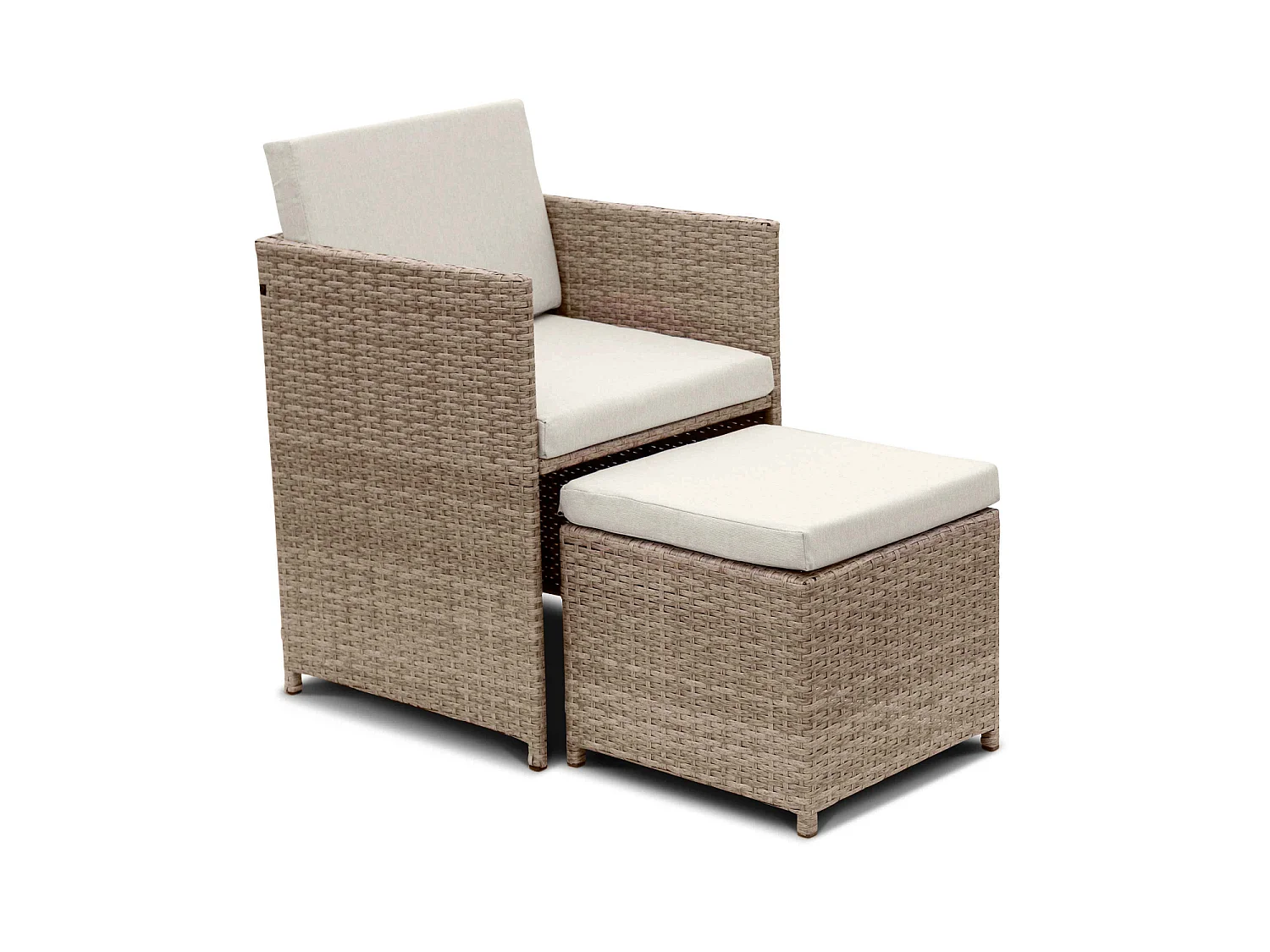 Set tavolo da giardino in resina intrecciata con 8-12 poltrone, beige