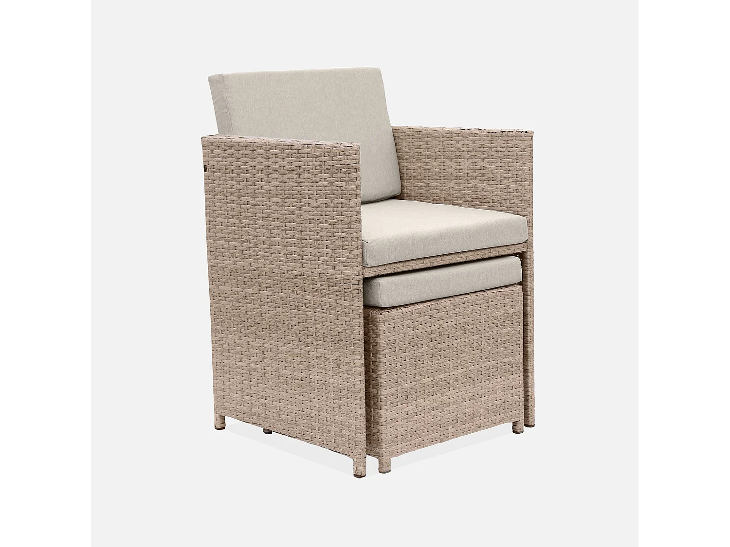 Set tavolo da giardino in resina intrecciata, 4-8 posti, beige