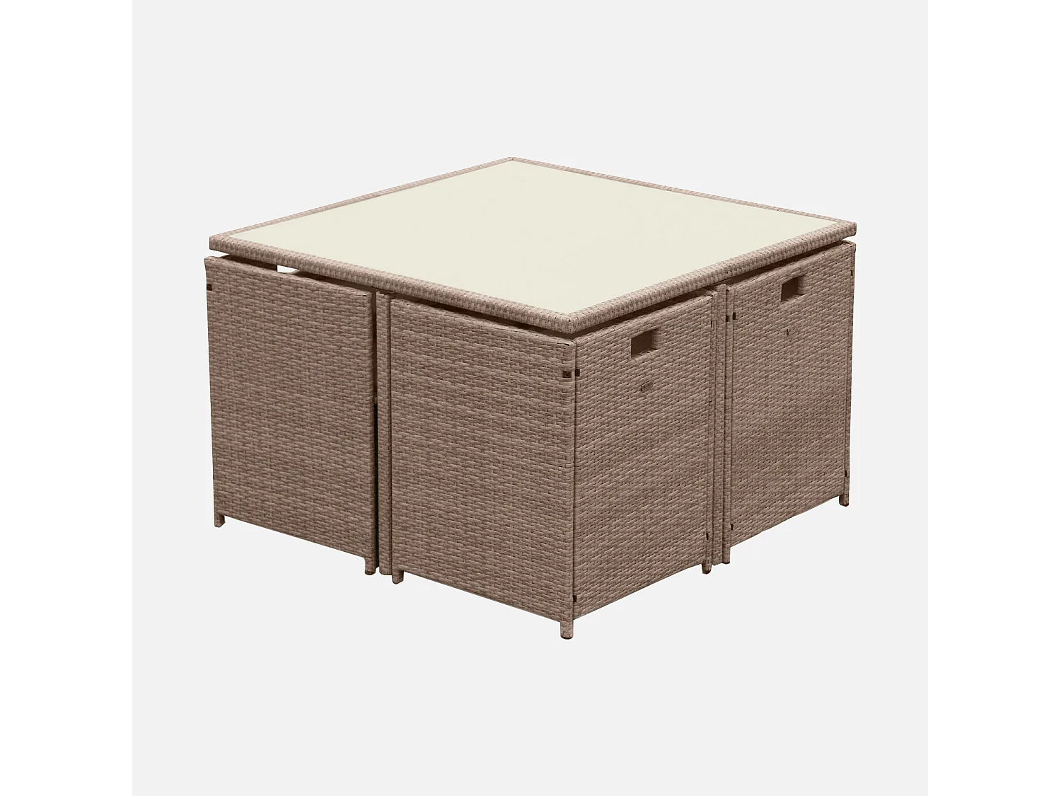 Set tavolo da giardino in resina intrecciata, 4-8 posti, beige