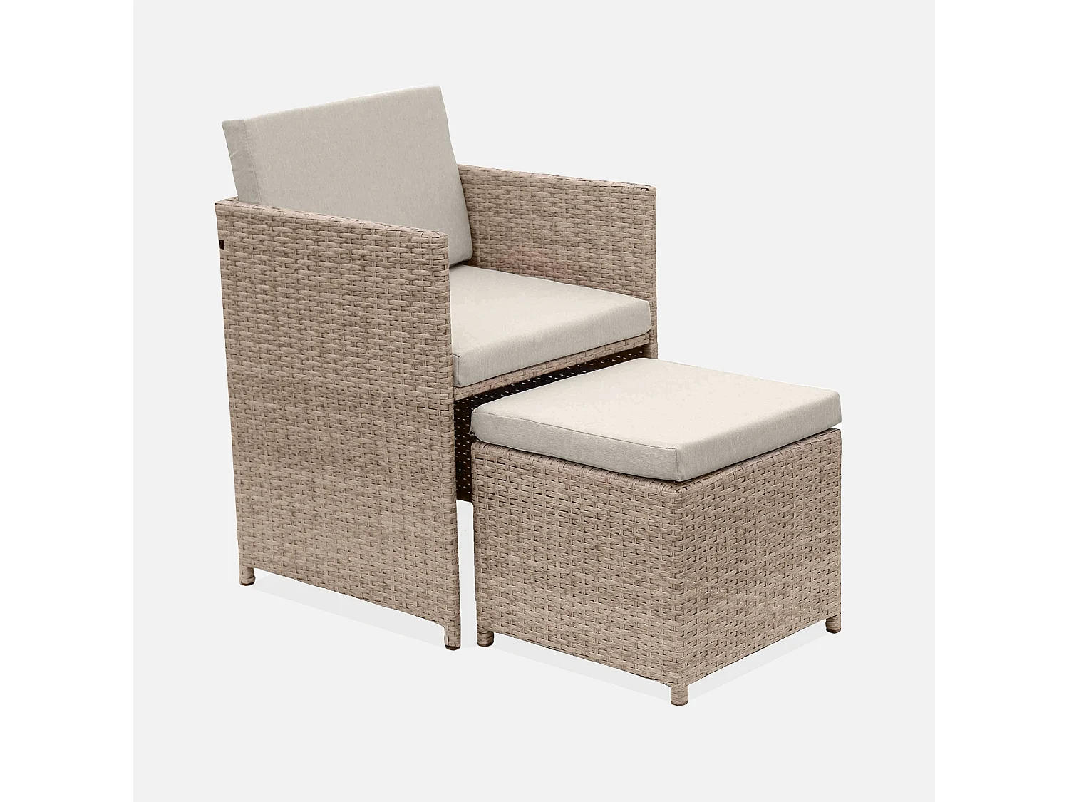 Set tavolo da giardino in resina intrecciata con 4-8 posti, beige