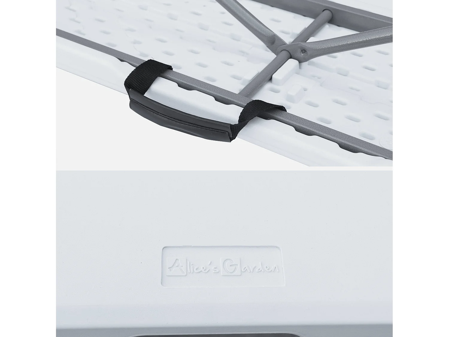 Set de table et bancs de réception. 180cm. pliables. avec poignée de transport. plastique blanc. table de camping